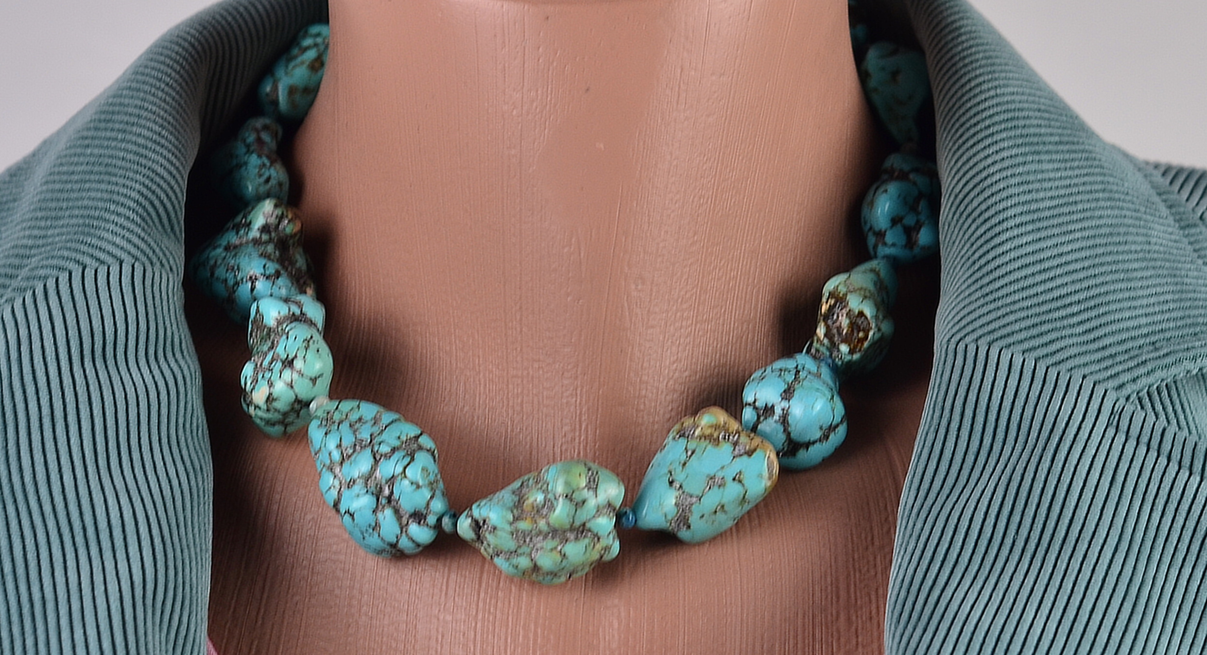 Biżuteria z kamieni naturalnych naszyjnik z turkusem - nr kat. 295