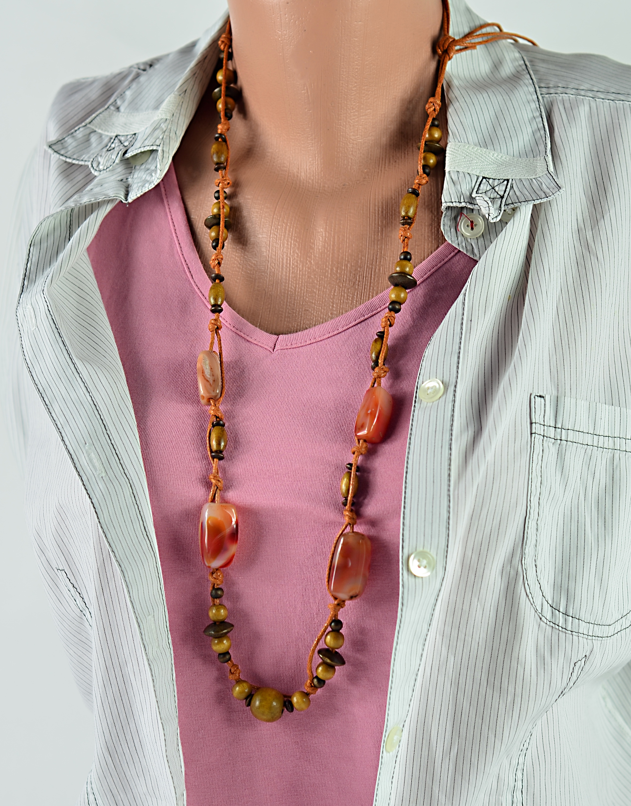 Biżuteria z kamieni naturalnych naszyjnik makrama - nr kat. M5