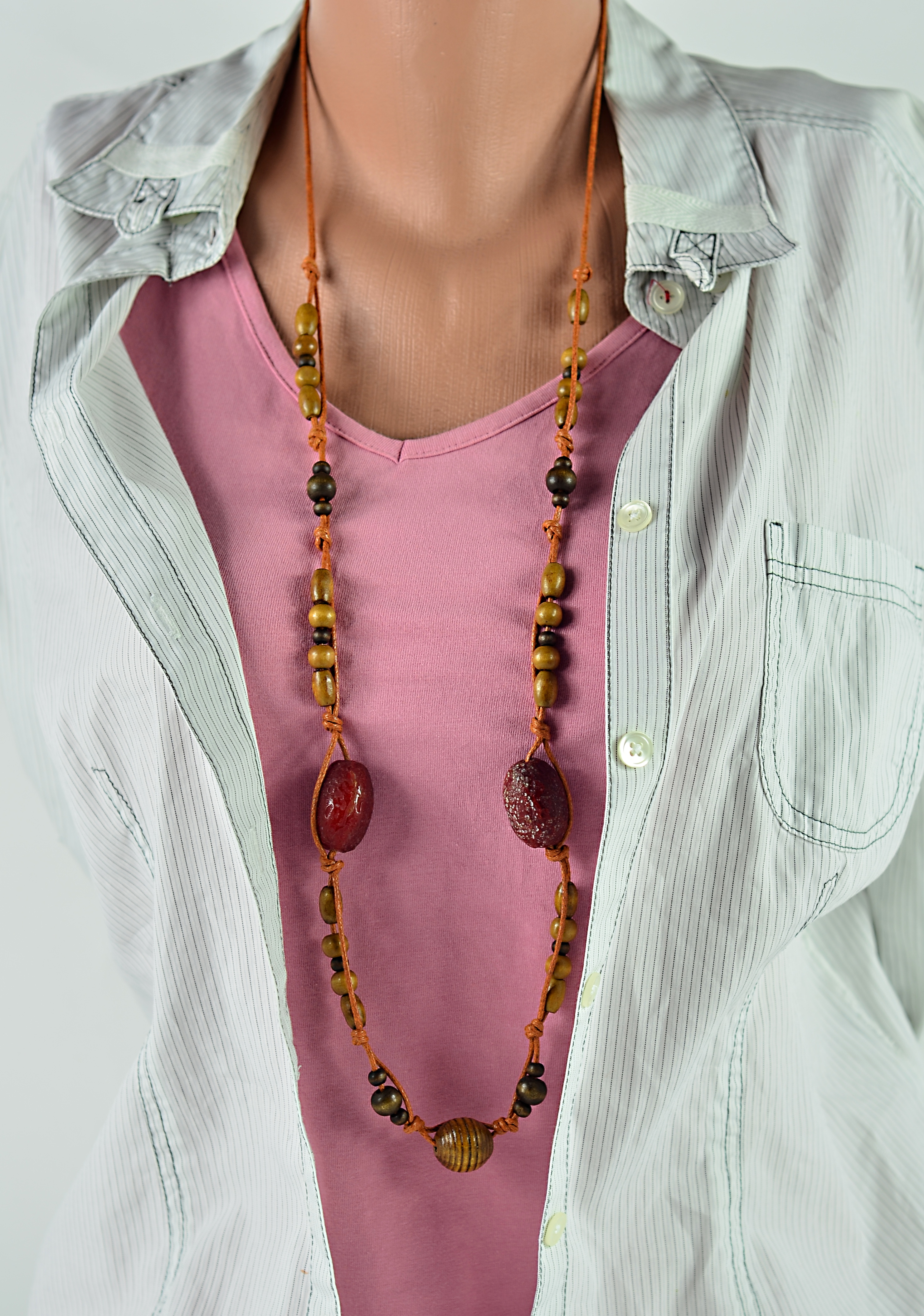 Biżuteria z kamieni naturalnych naszyjnik makrama - nr kat. M4