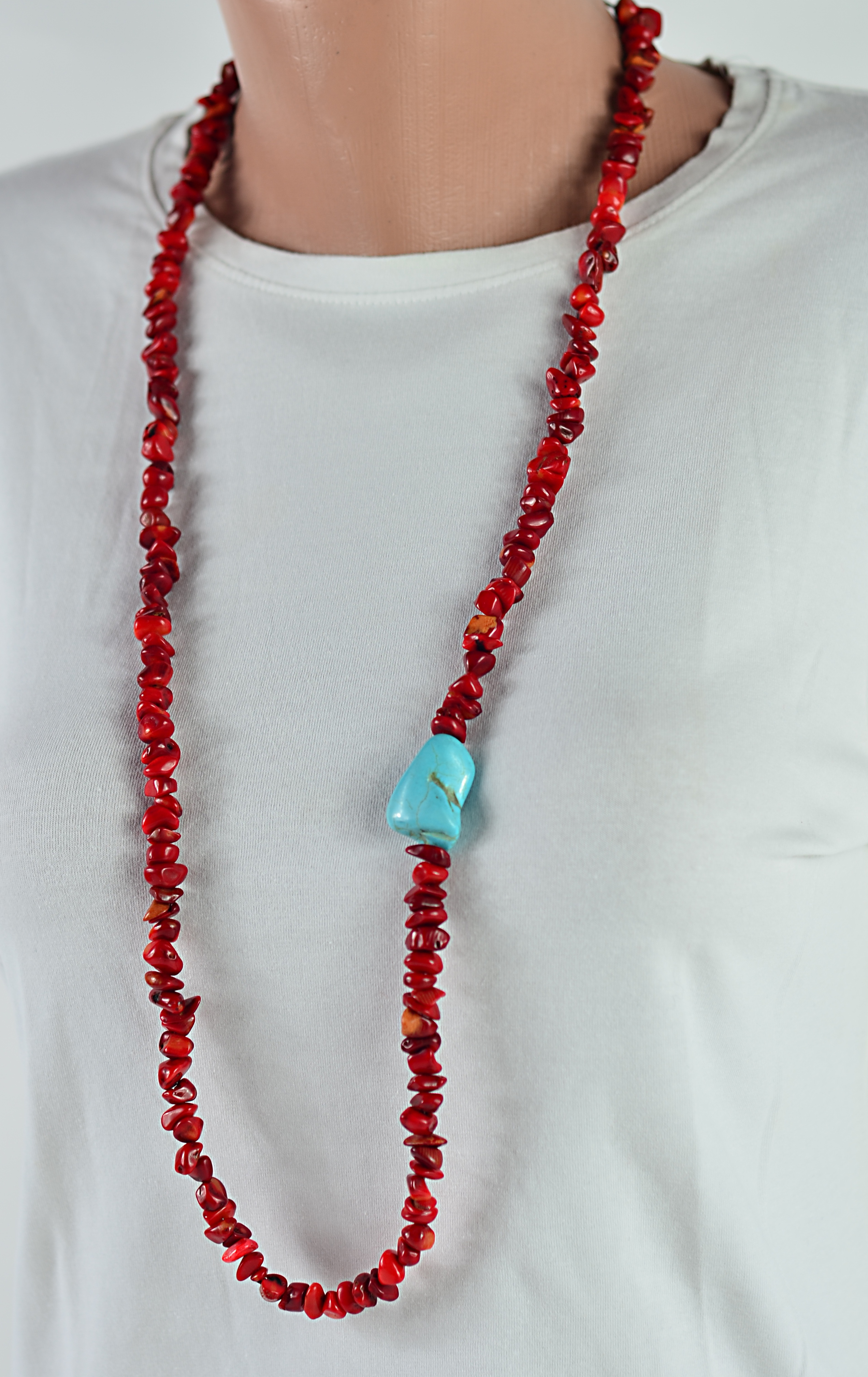 Biżuteria z kamieni naturalnych naszyjnik z koralem - nr kat. 271