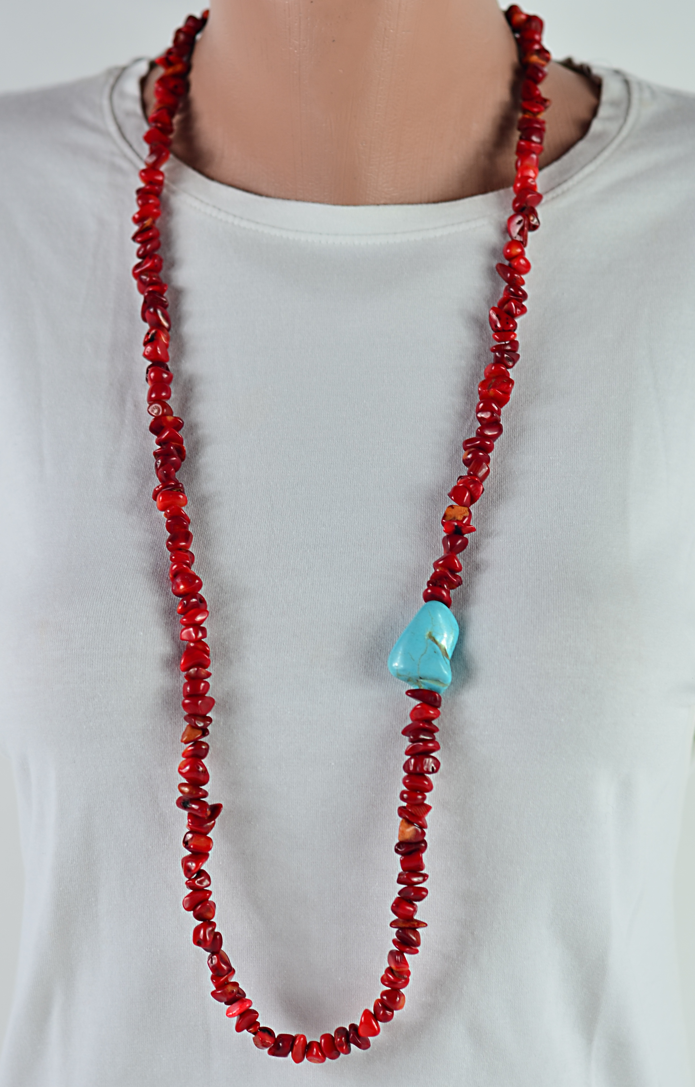 Biżuteria z kamieni naturalnych naszyjnik z koralem - nr kat. 271