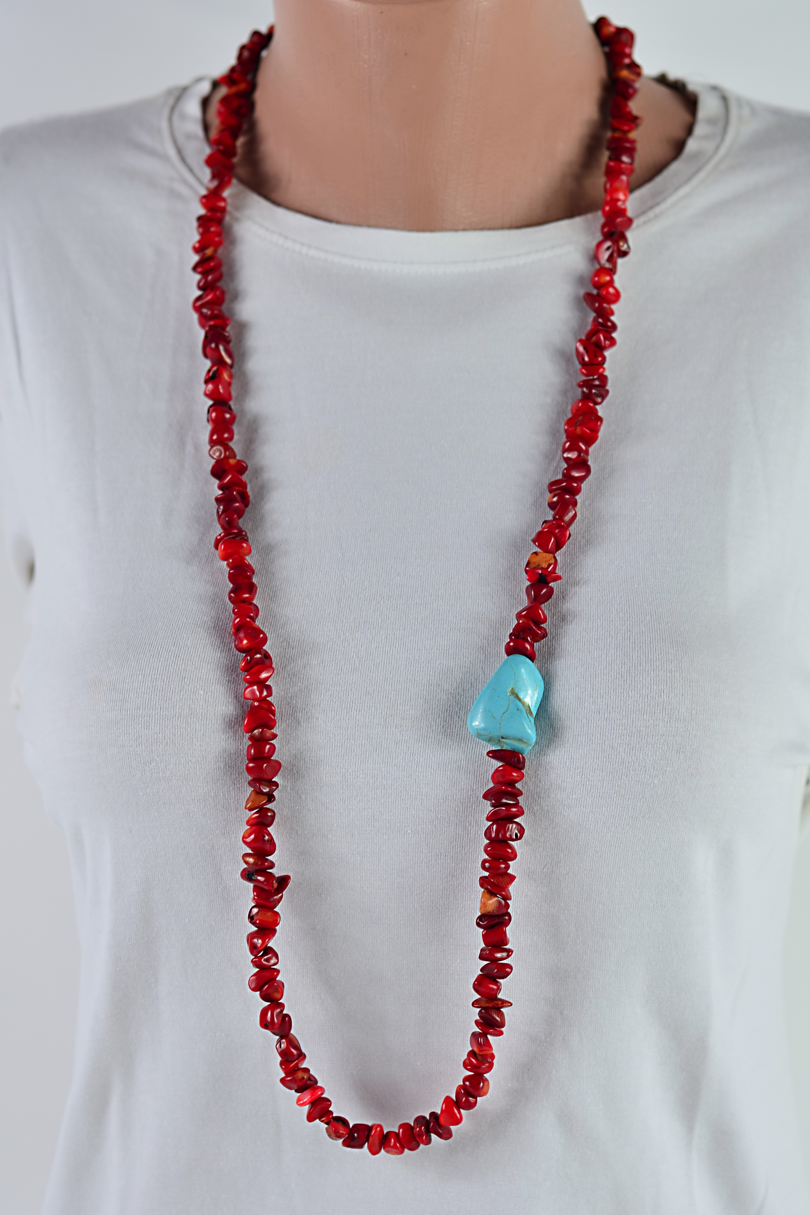 Biżuteria z kamieni naturalnych naszyjnik z koralem - nr kat. 271