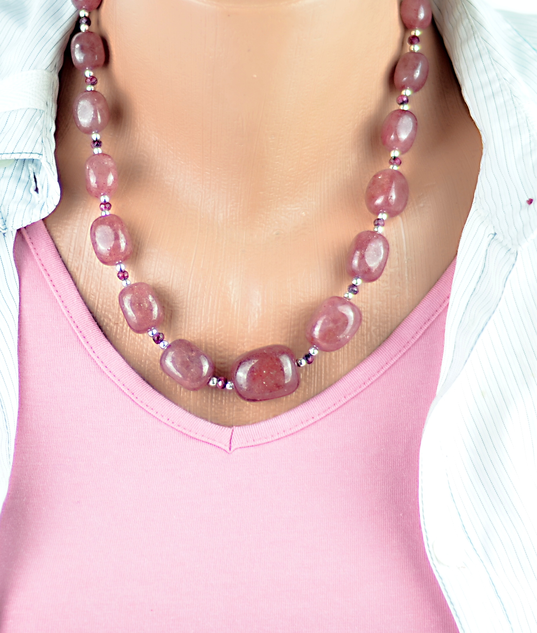 Biżuteria z kamieni naturalnych naszyjnik z kwarcem - nr kat. 138