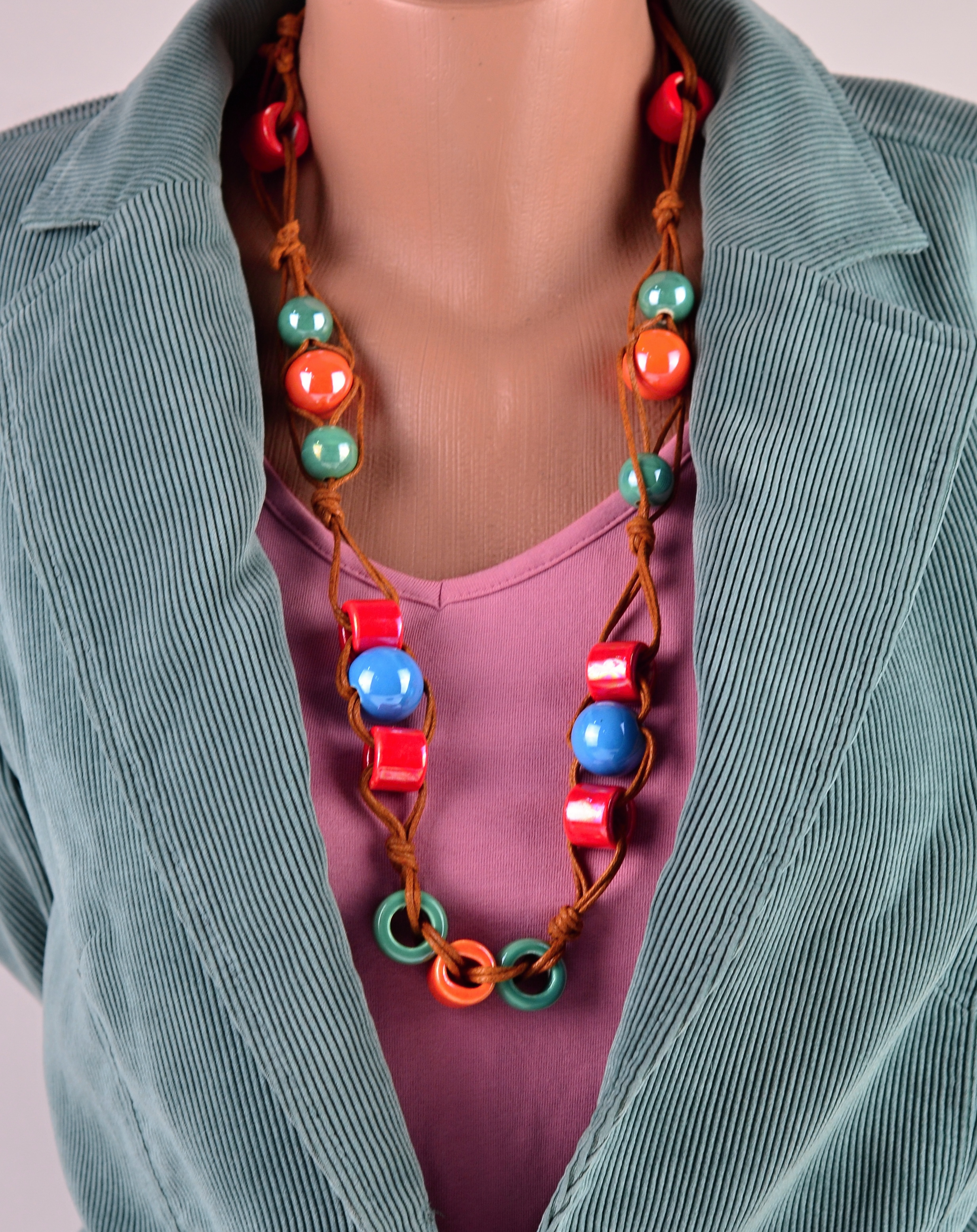 Biżuteria z koralikami ceramicznymi - naszyjnik - nr kat. C2