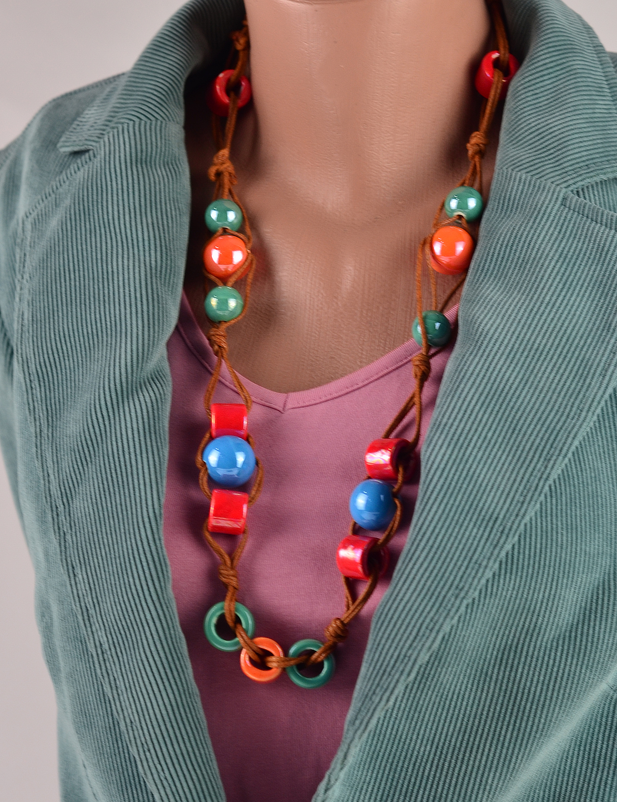 Biżuteria z koralikami ceramicznymi - naszyjnik - nr kat. C2