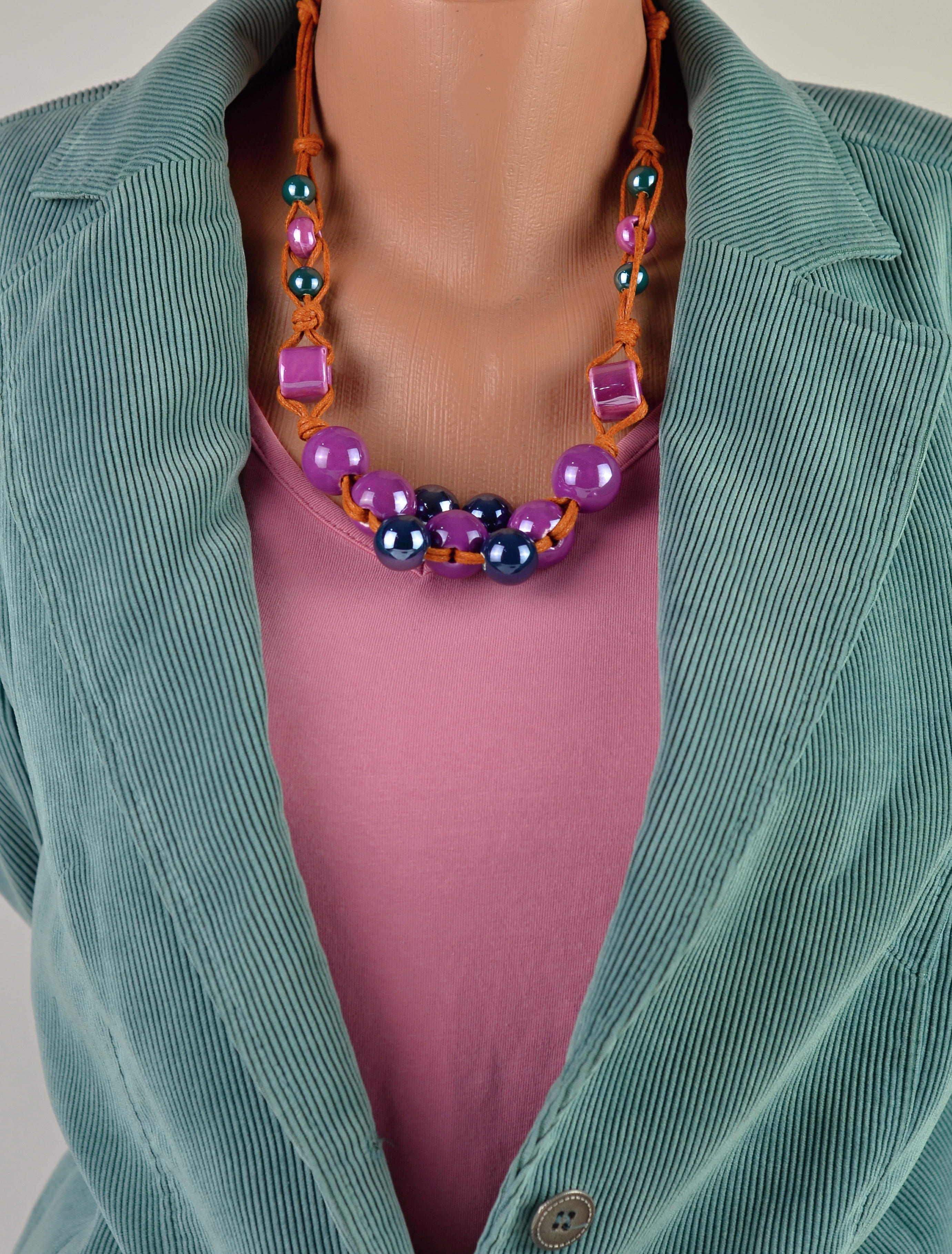 Biżuteria z koralikami ceramicznymi - naszyjnik - nr kat. C1