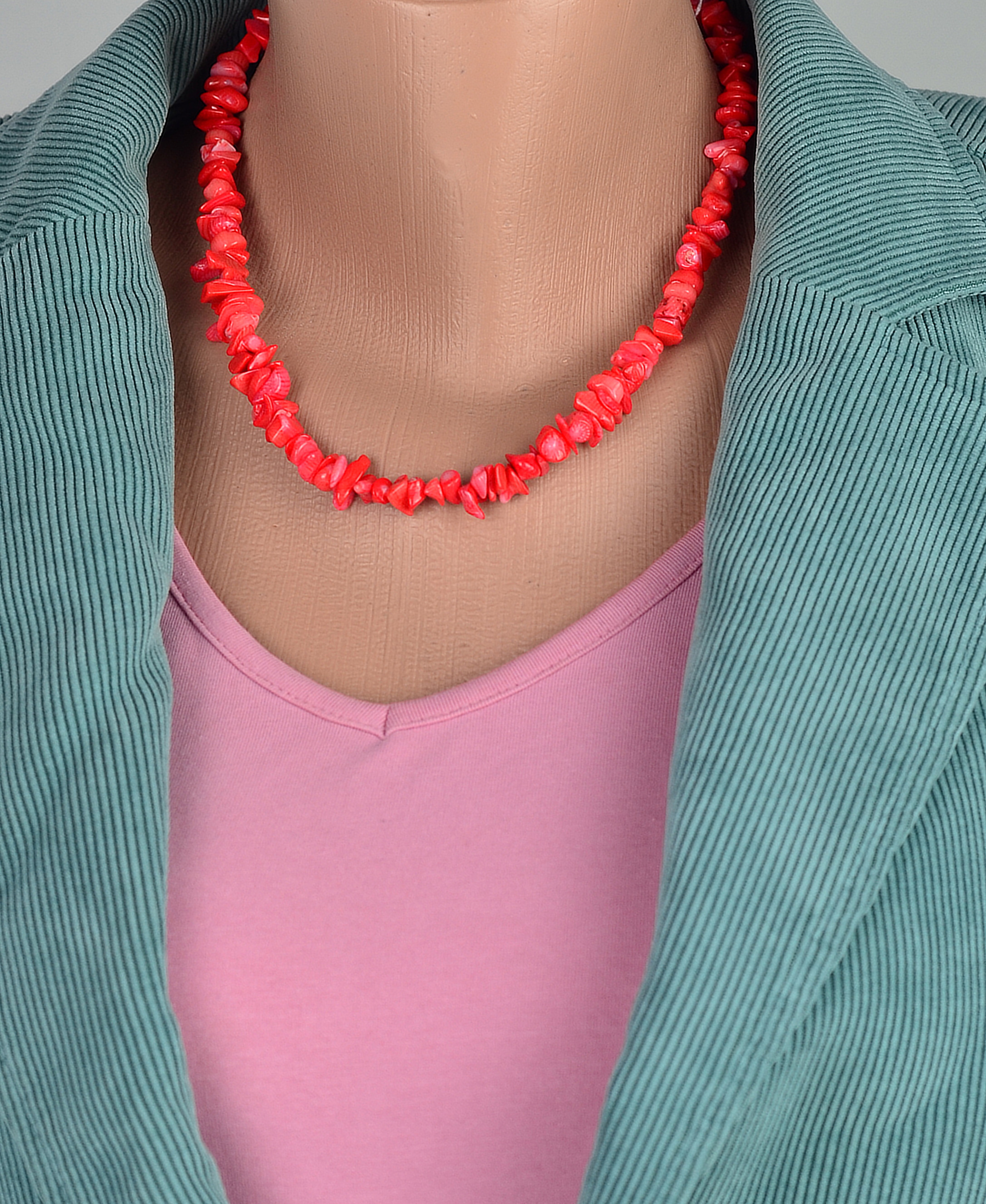 Biżuteria z kamieni naturalnych. Naszyjnik oraz bransoletka z koralem - nr kat. 296