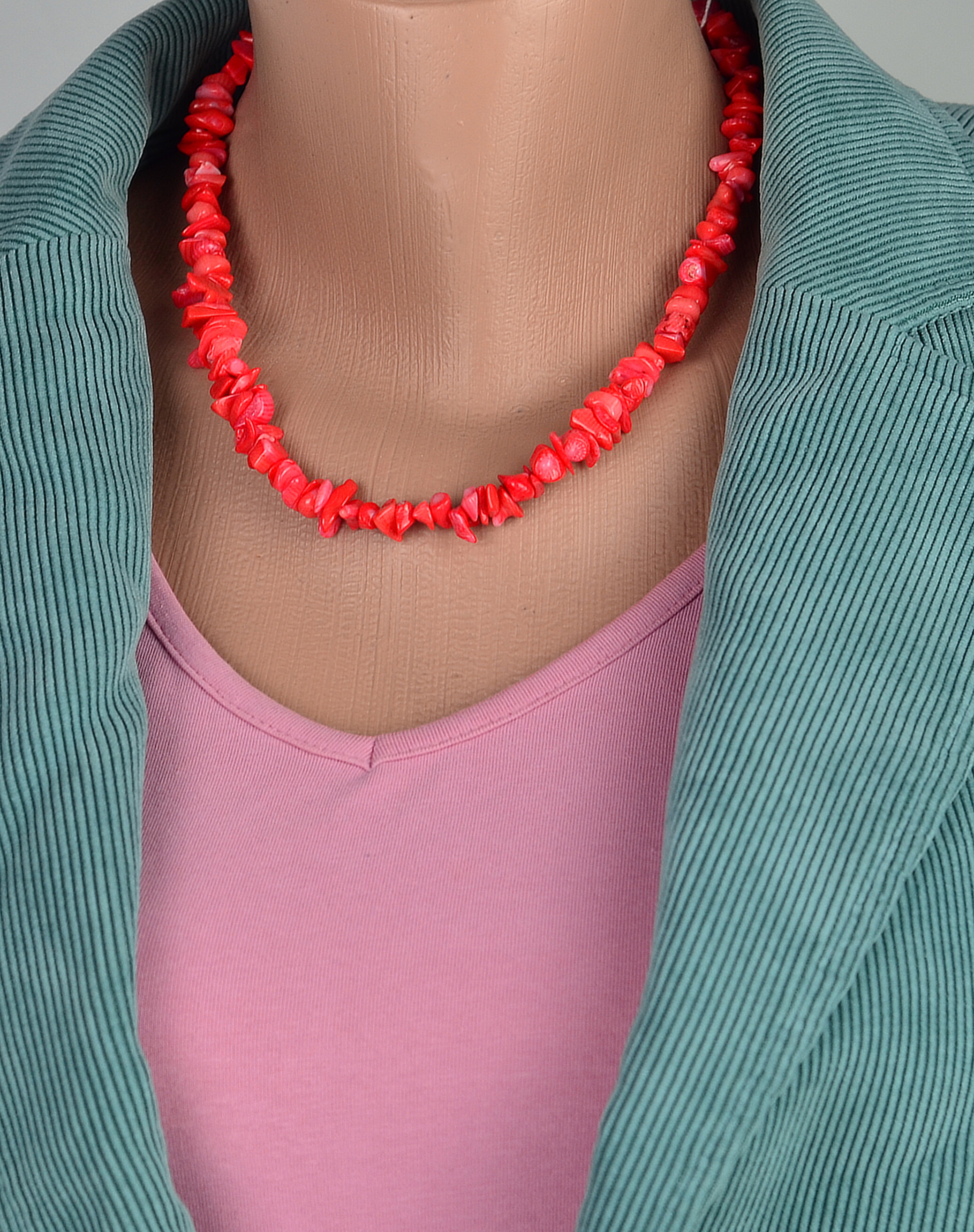 Biżuteria z kamieni naturalnych. Naszyjnik oraz bransoletka z koralem - nr kat. 296