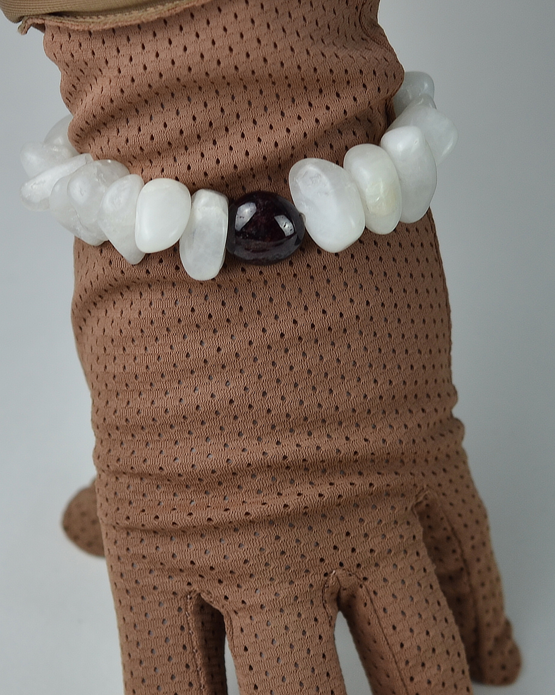 Biżuteria z kamieni naturalnych - naszyjnik i bransoletka - Kwarc, Granat - nr kat. 294