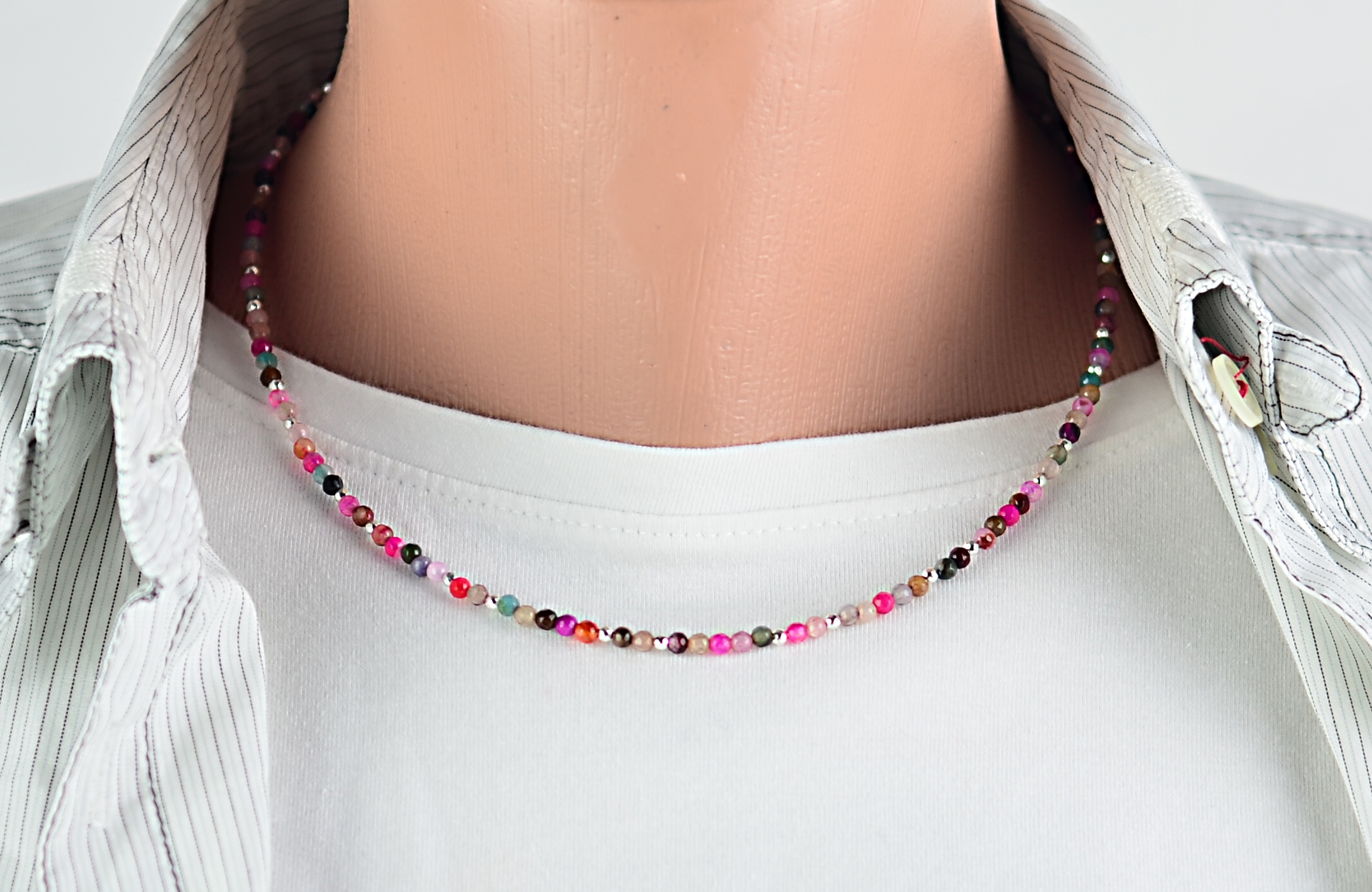 Biżuteria z kamieni naturalnych - naszyjnik oraz bransoletka z Agatem, nr kat. 175