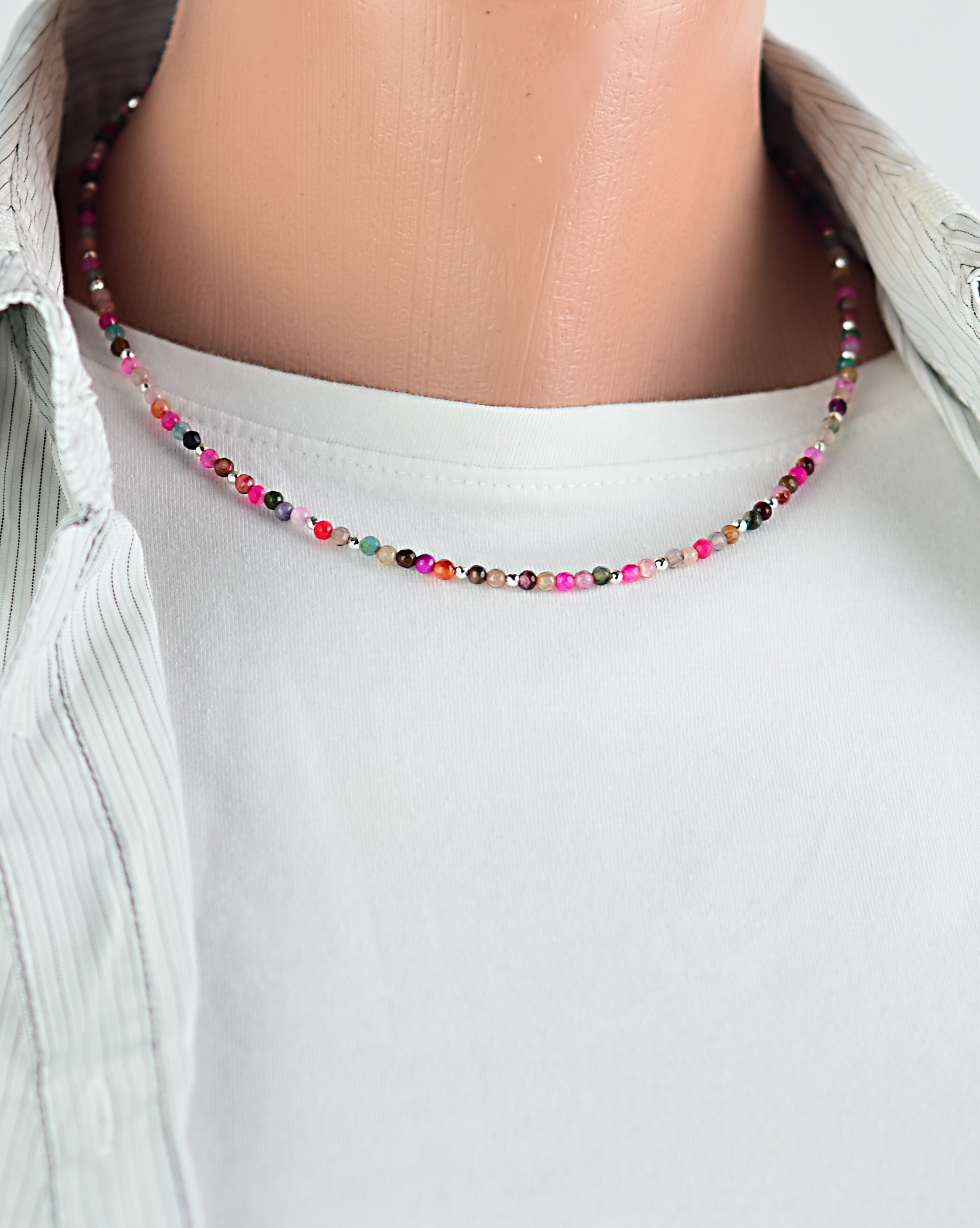 Biżuteria z kamieni naturalnych - naszyjnik oraz bransoletka z Agatem, nr kat. 175