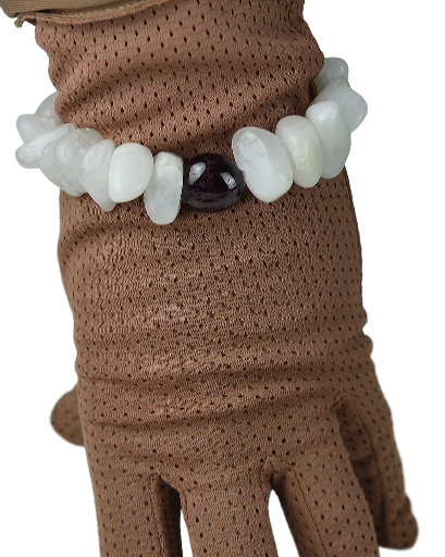 Bizuteria z kamieni naturalnych bransoletka z kwarcem i granatem - nr kat. 294a