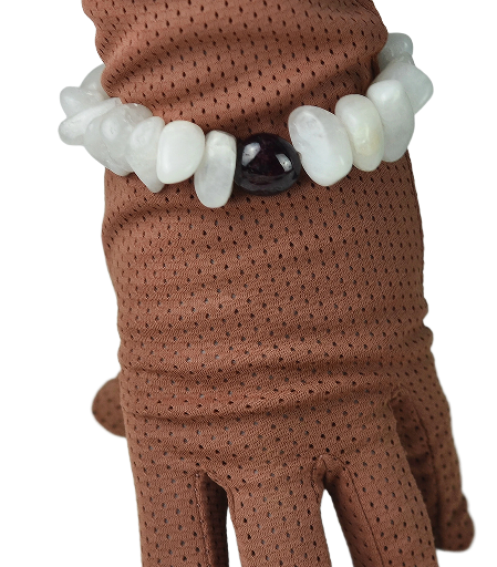 Bizuteria z kamieni naturalnych bransoletka z kwarcem i granatem - nr kat. 294a