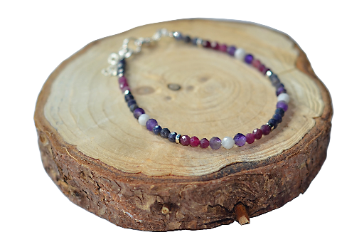 Naszyjnik i bransoletka - Szafir, Ametyst, Turmalin, Kamień księżycowy, nr kat. 336 i 336a