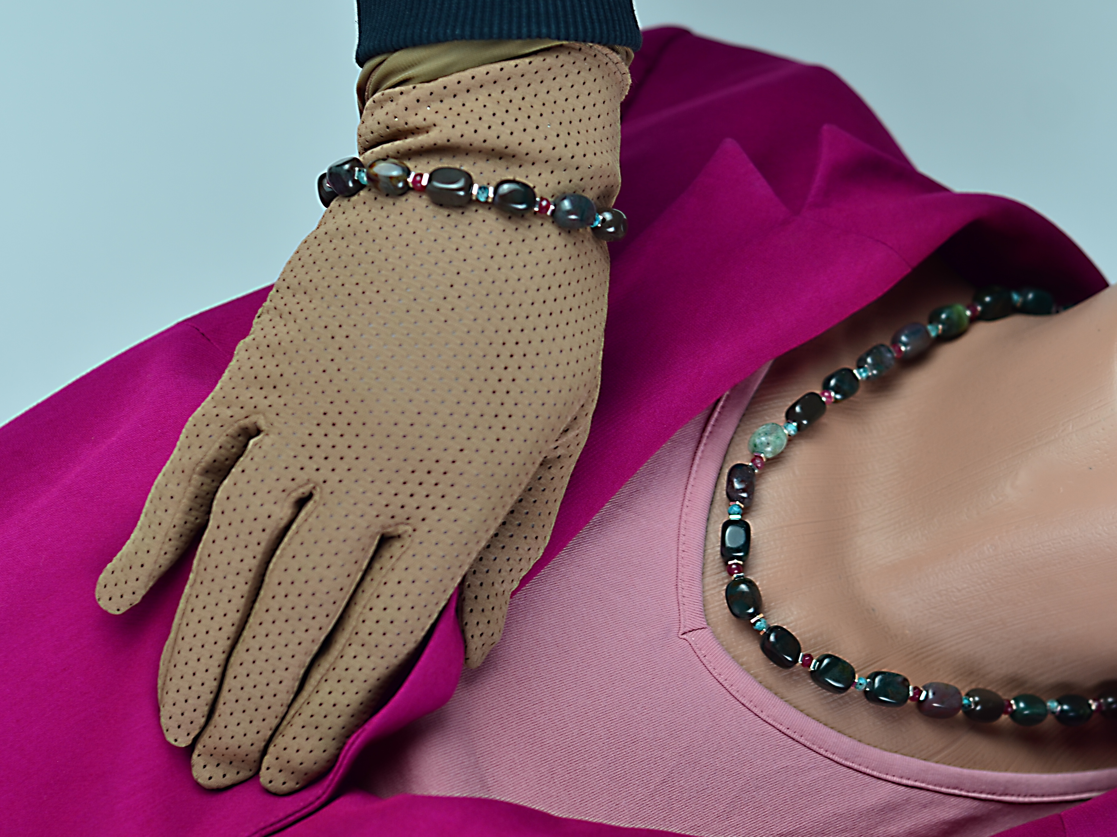 Naszyjnik i bransoletka z agatem - nr kat. 277, 277a