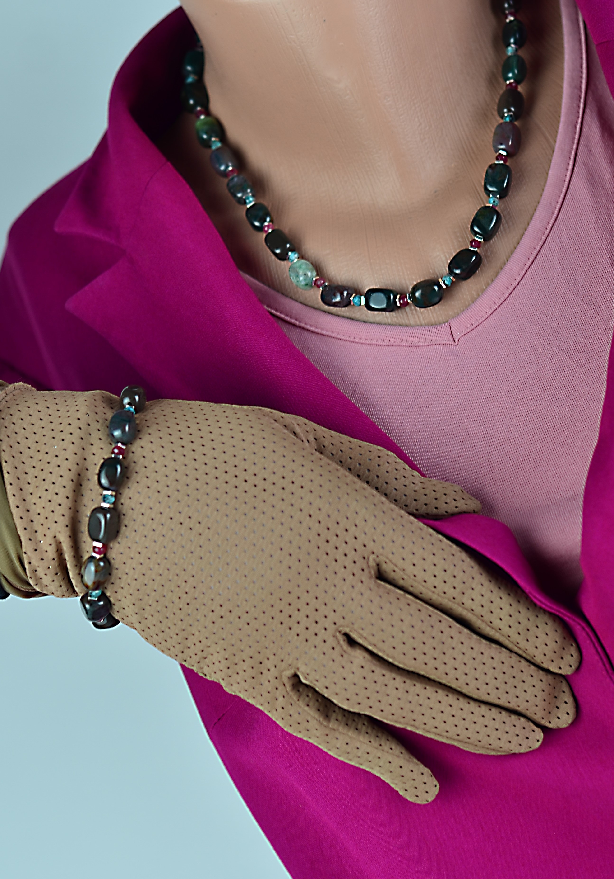 Naszyjnik i bransoletka z agatem - nr kat. 277, 277a