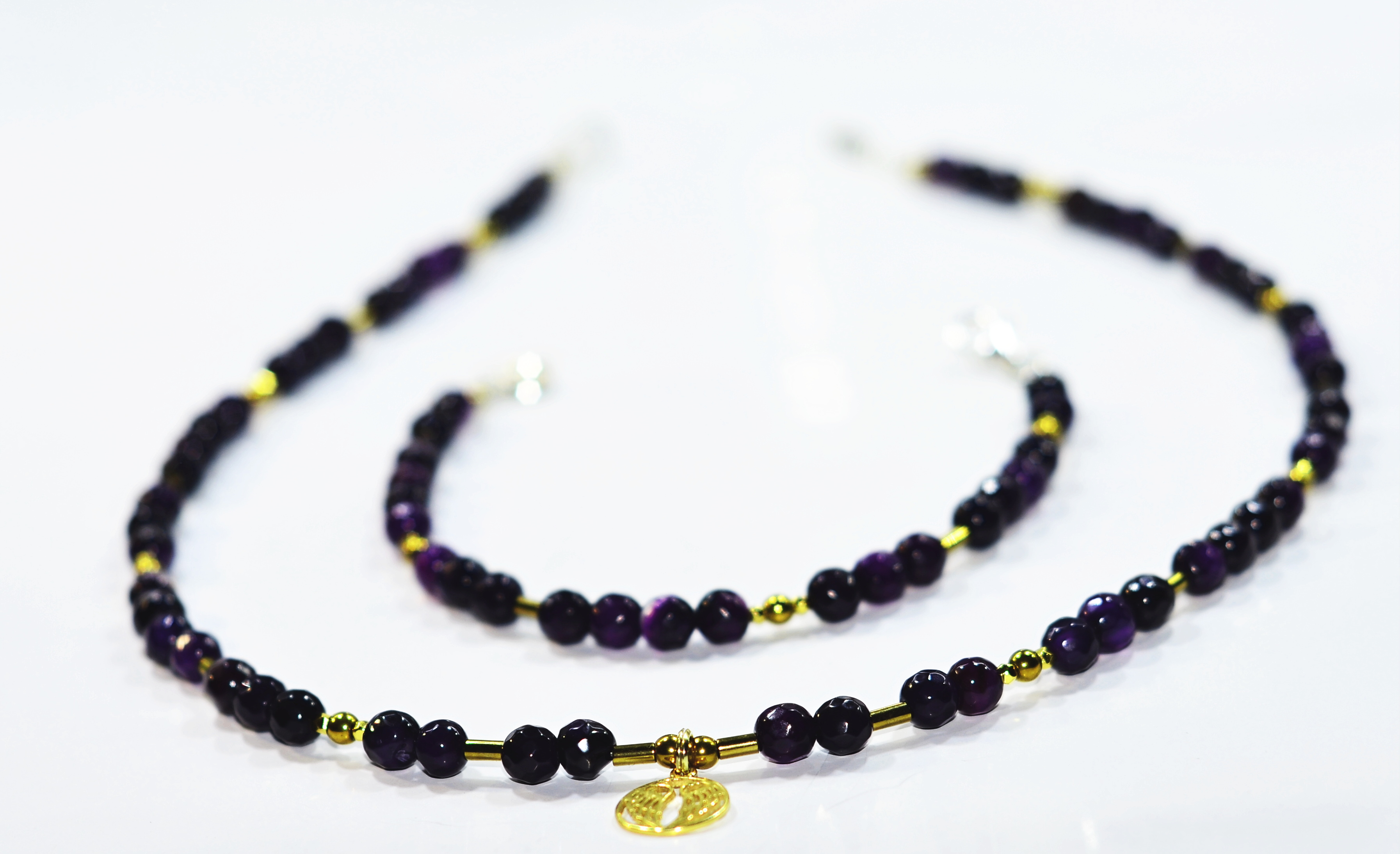 Naszyjnik i bransoletka z agatem - nr kat. 215, 215a