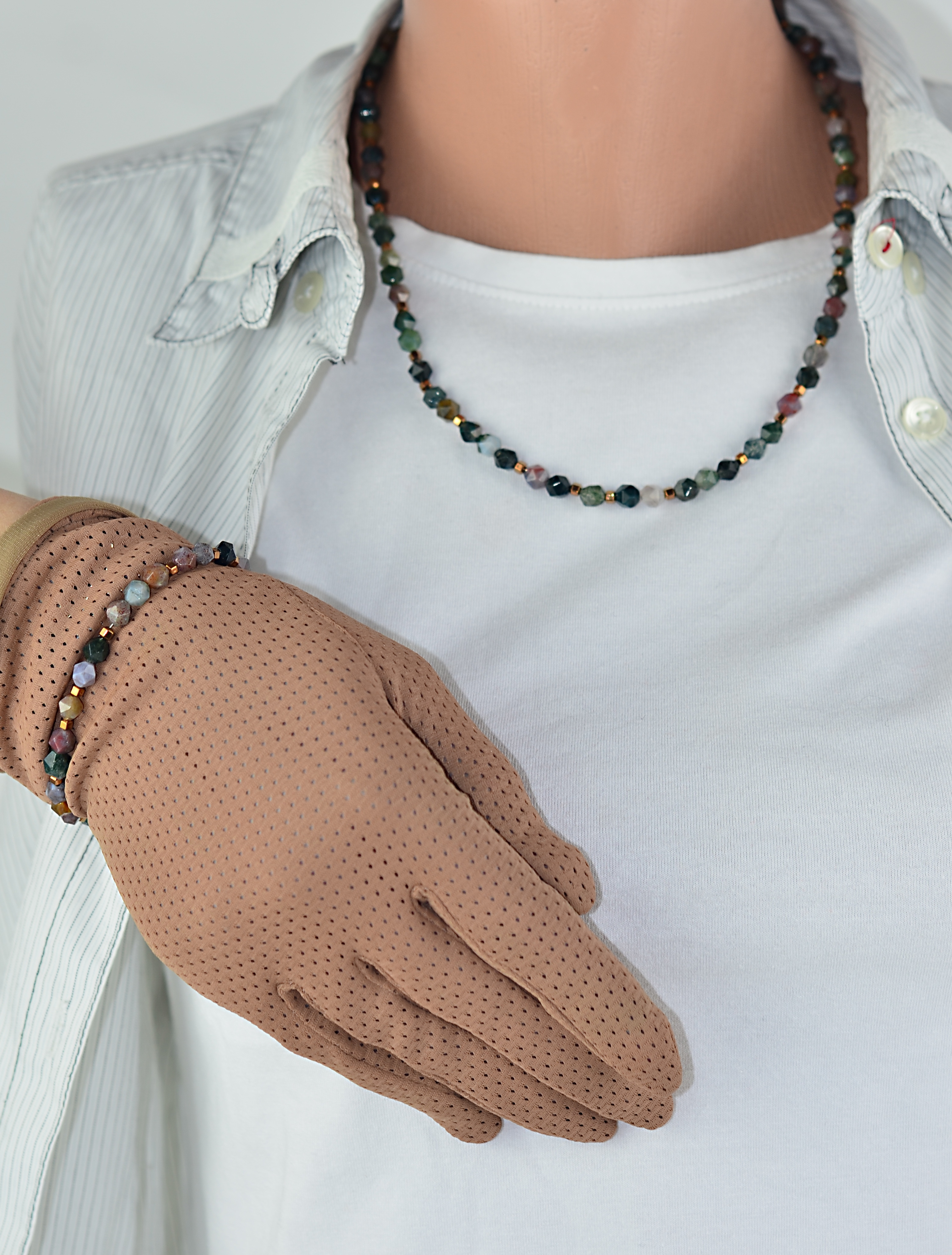 Naszyjnik i bransoletka z agatem - nr kat. 282, 282a