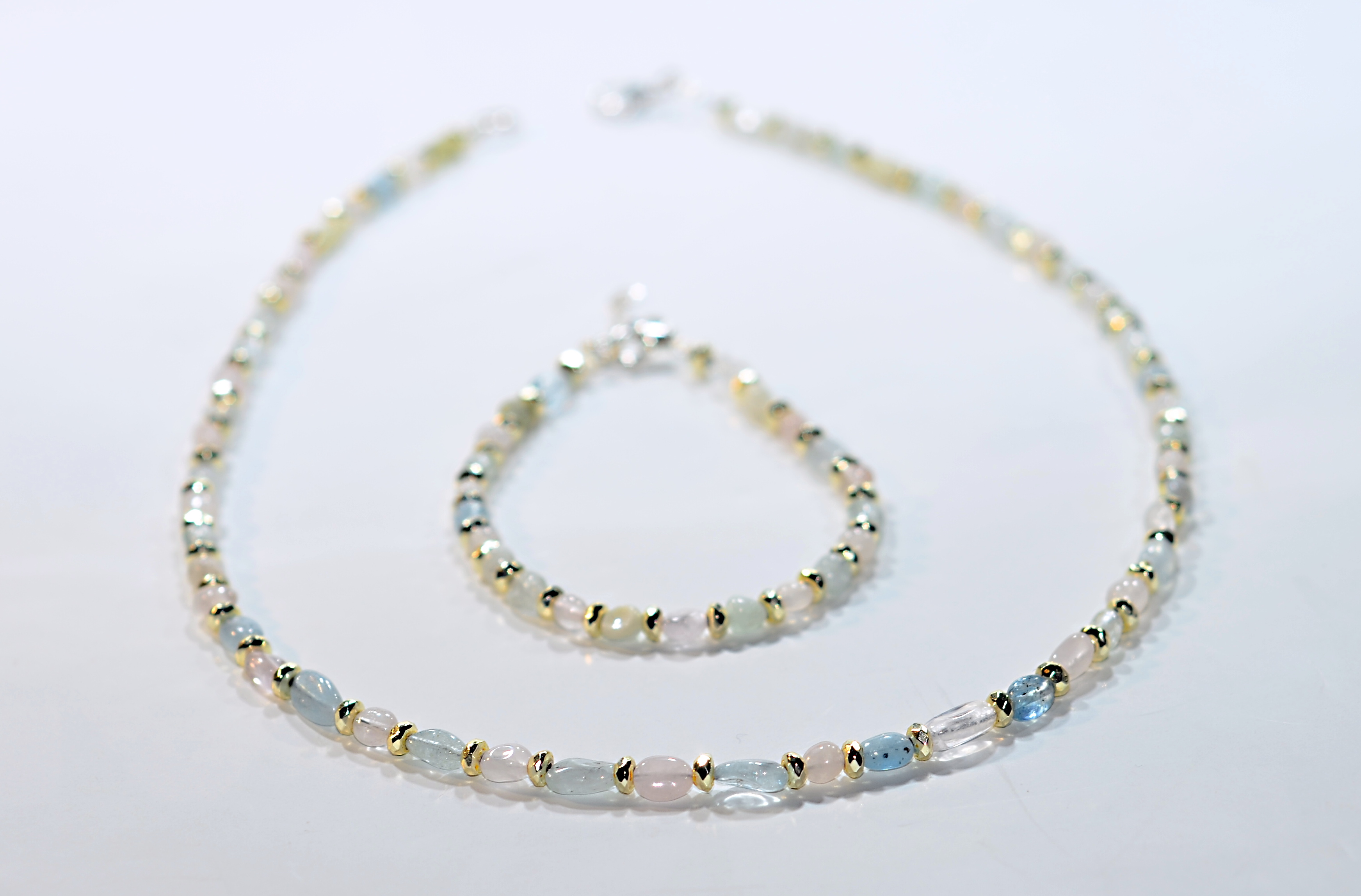 Naszyjnik i bransoletka z morganitem - nr kat. 284, 284a