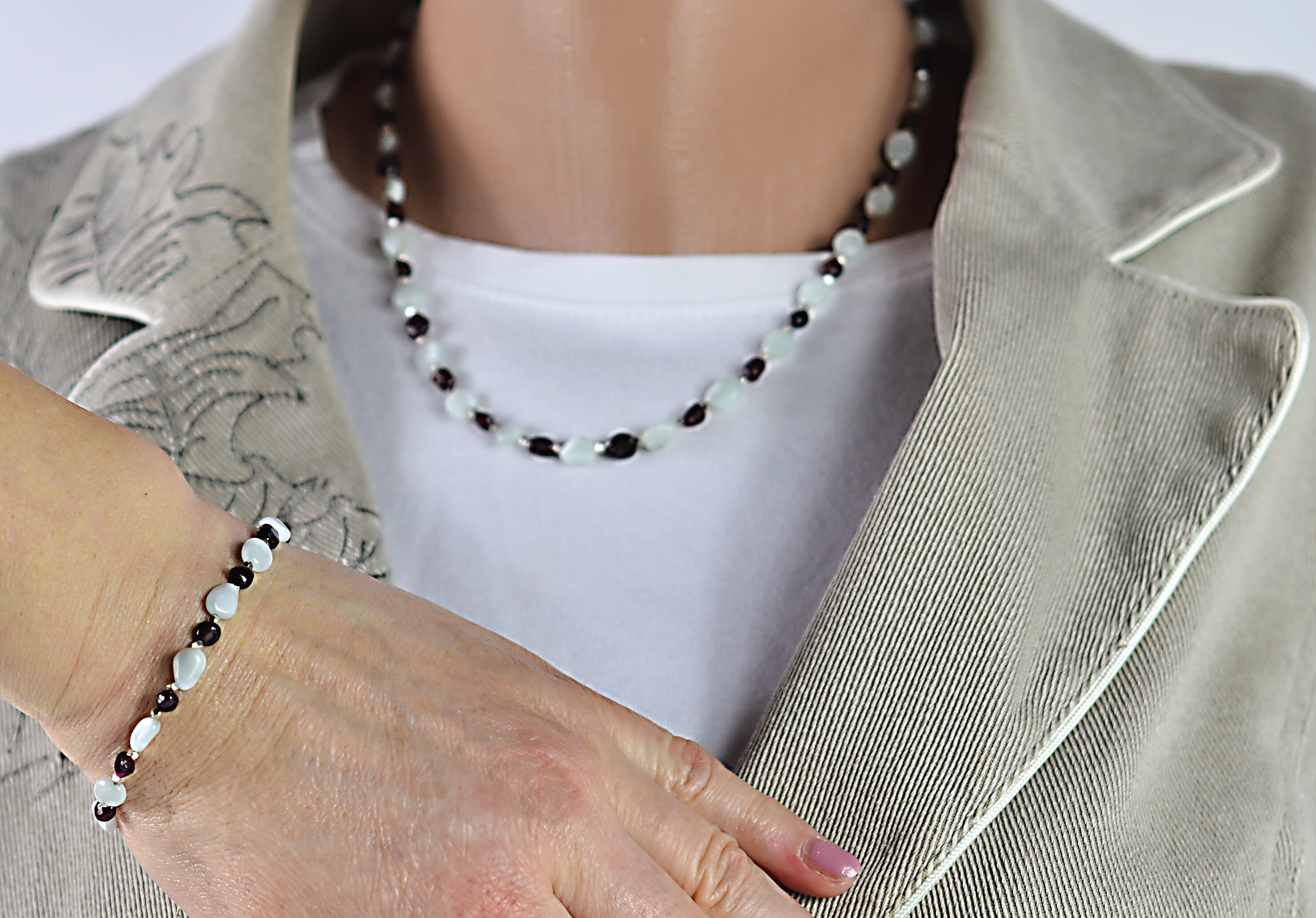 Naszyjnik i bransoletka z angelitem - nr kat. 208, 208a