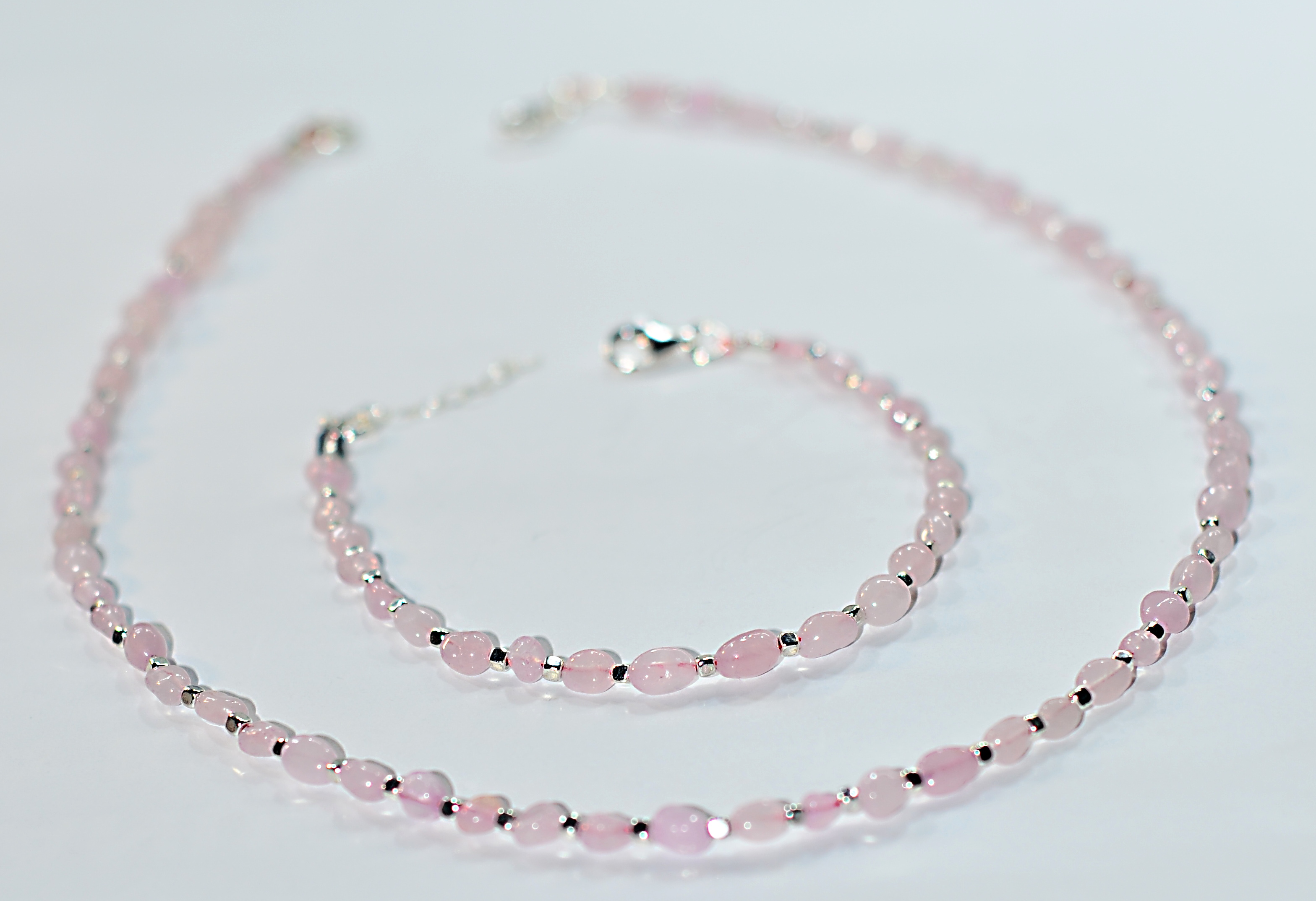 Naszyjnik i bransoletka z kwarcem różowym - 211, 211a