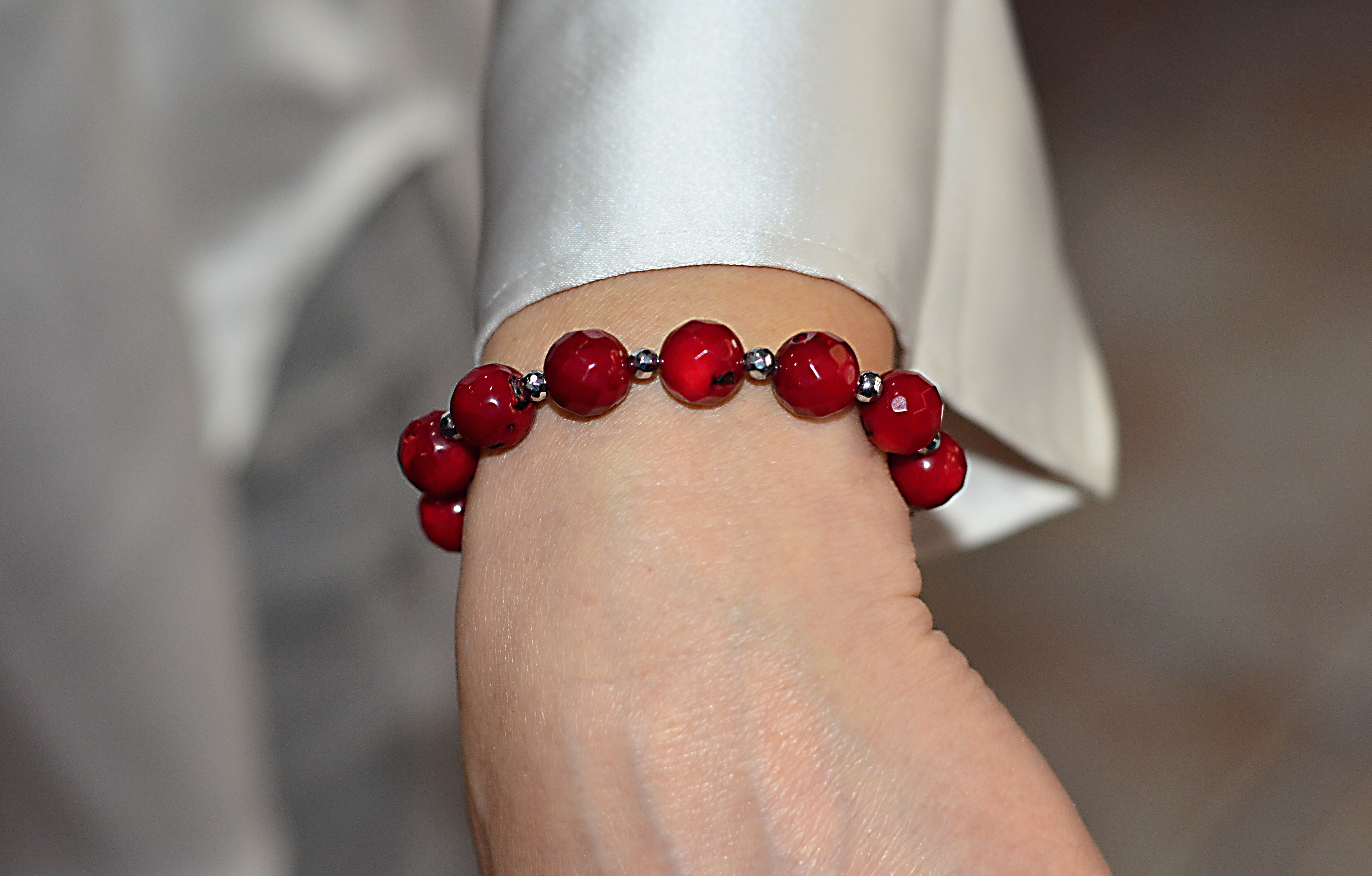 Biżuteria z kamieni naturalnych - naszyjnik i bransoletka z koralem - nr kat. 127, 127a