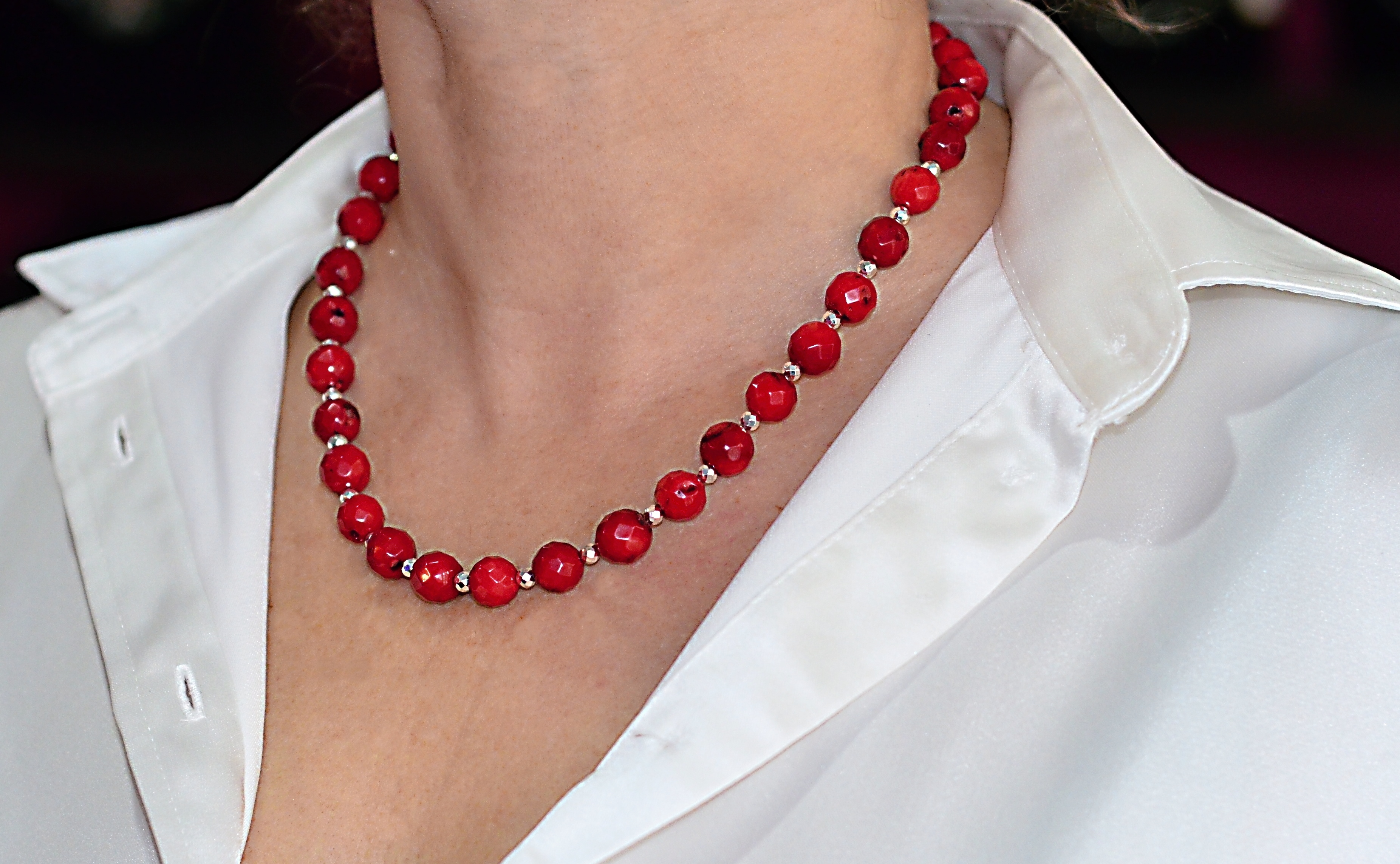 Biżuteria z kamieni naturalnych - naszyjnik i bransoletka z koralem - nr kat. 127, 127a