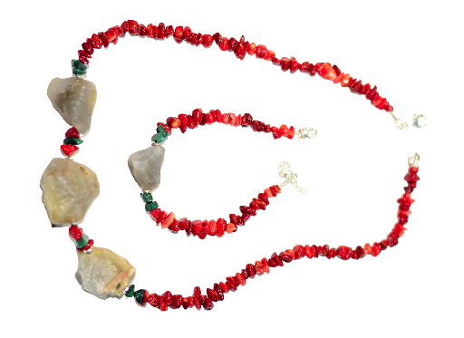 Naszyjnik i bransoletka z agatem - nr kat. 43, 43a