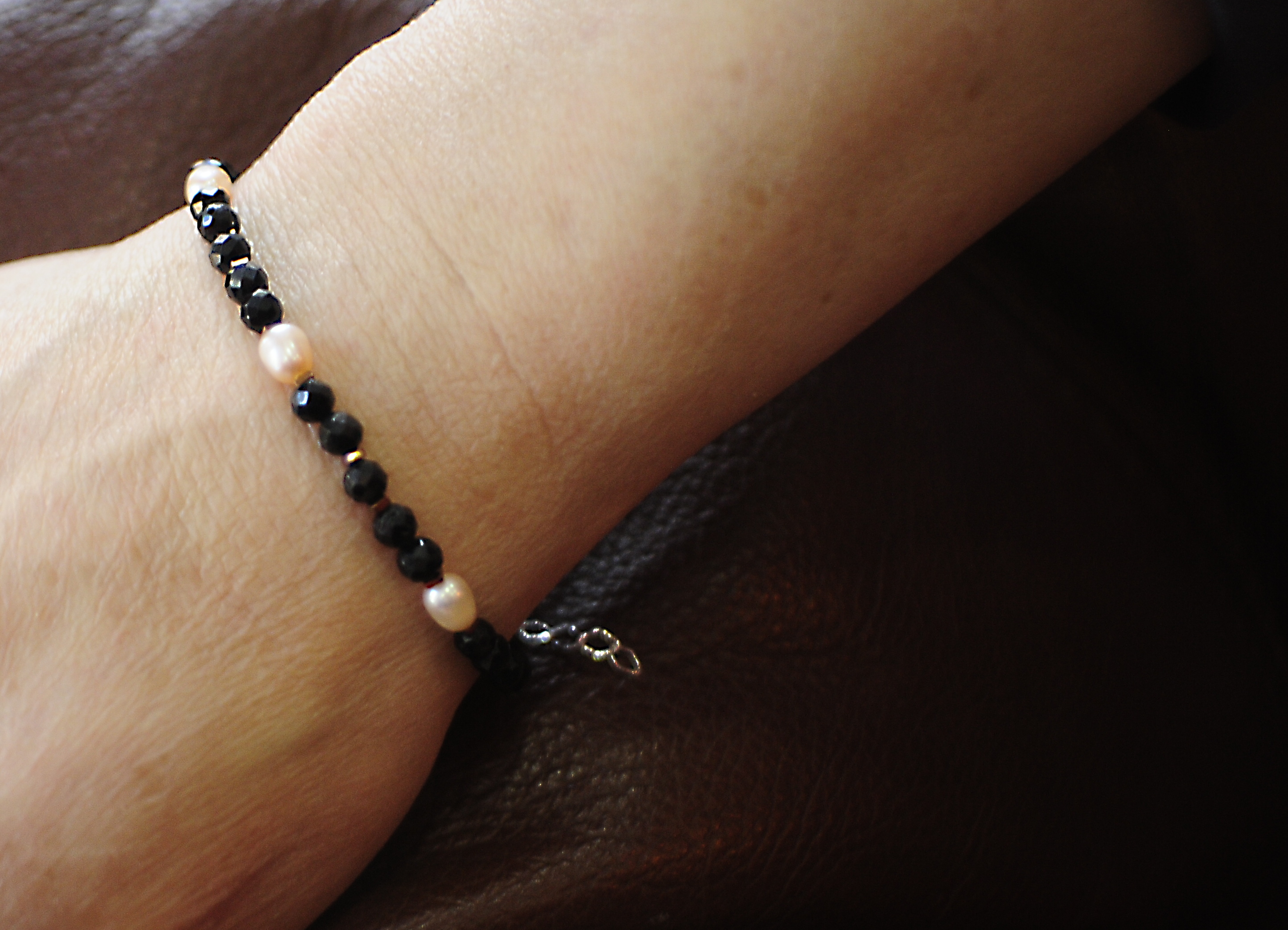 Bransoletka z turmalinem i perłą - nr kat. 371a