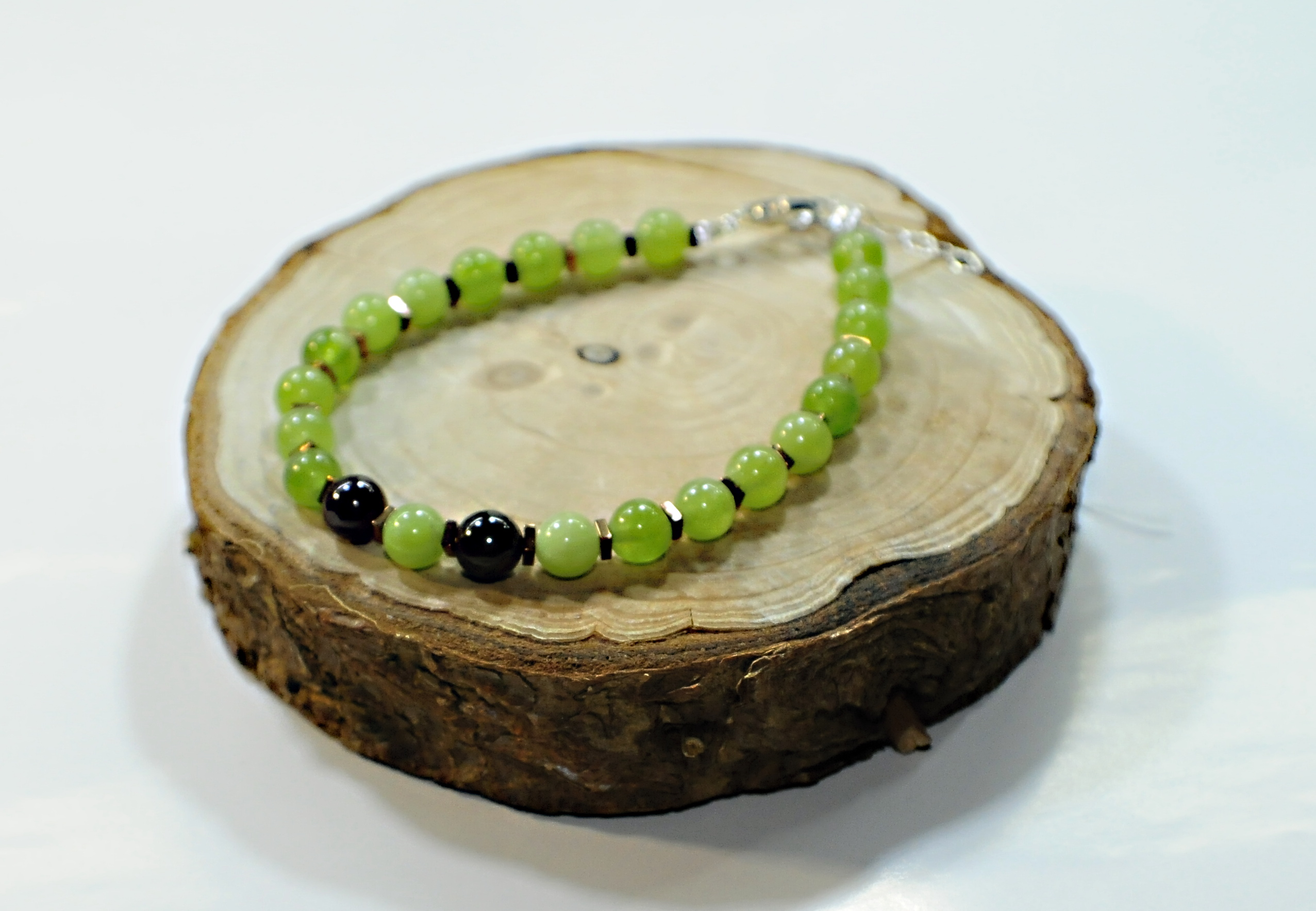 Bransoletka z oliwinem i granatem - 366a