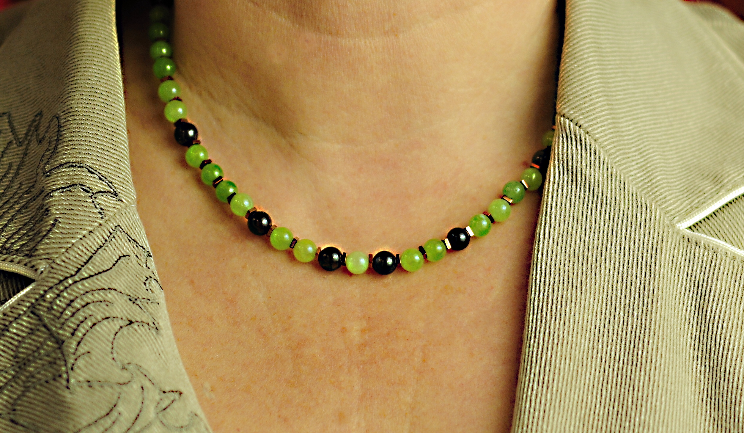 Naszyjnik i bransoletka z oliwinem i granatem - nr kat. 366 i 366a