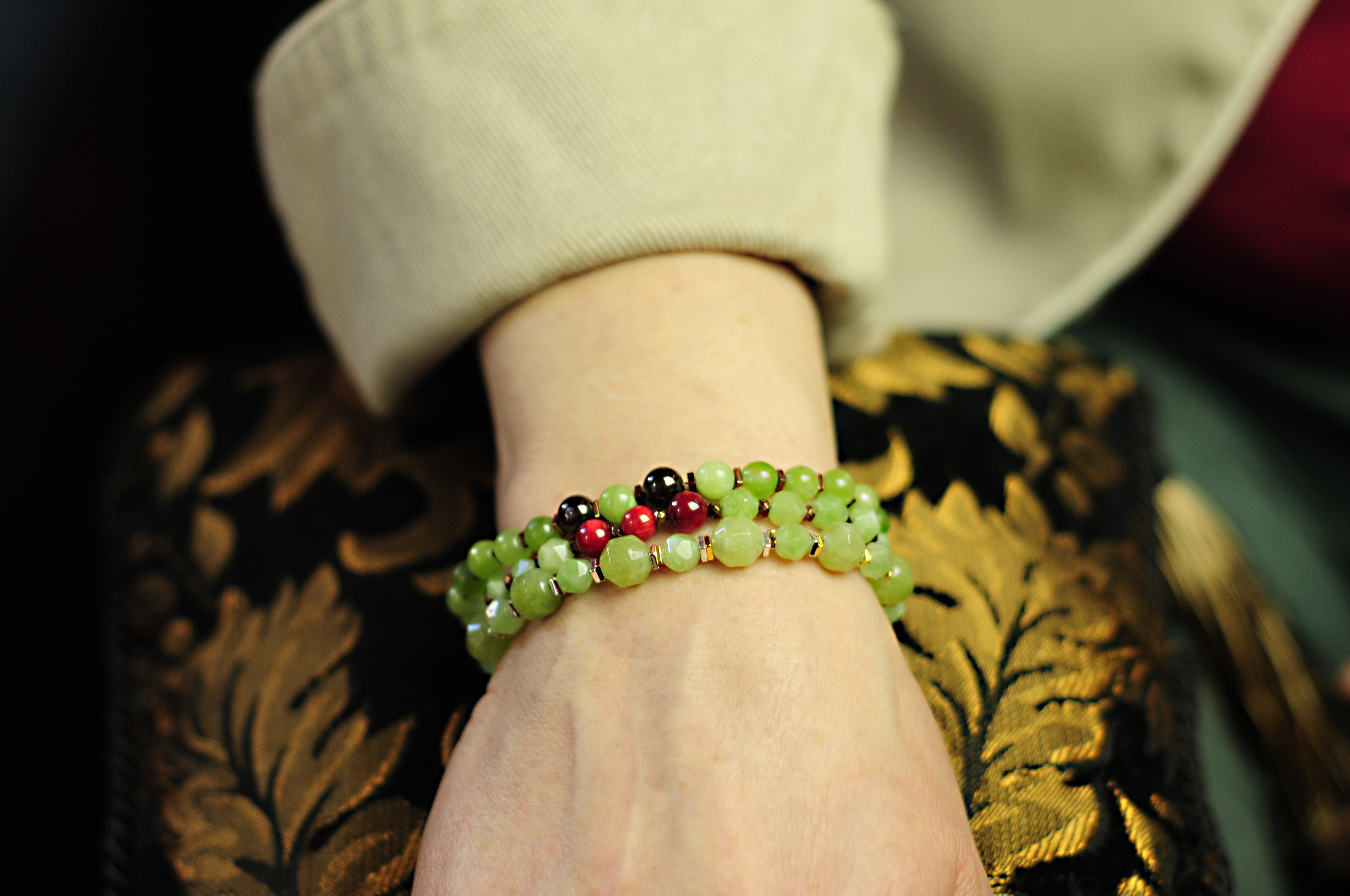 Naszyjnik i bransoletka z oliwinem i granatem - nr kat. 366 i 366a