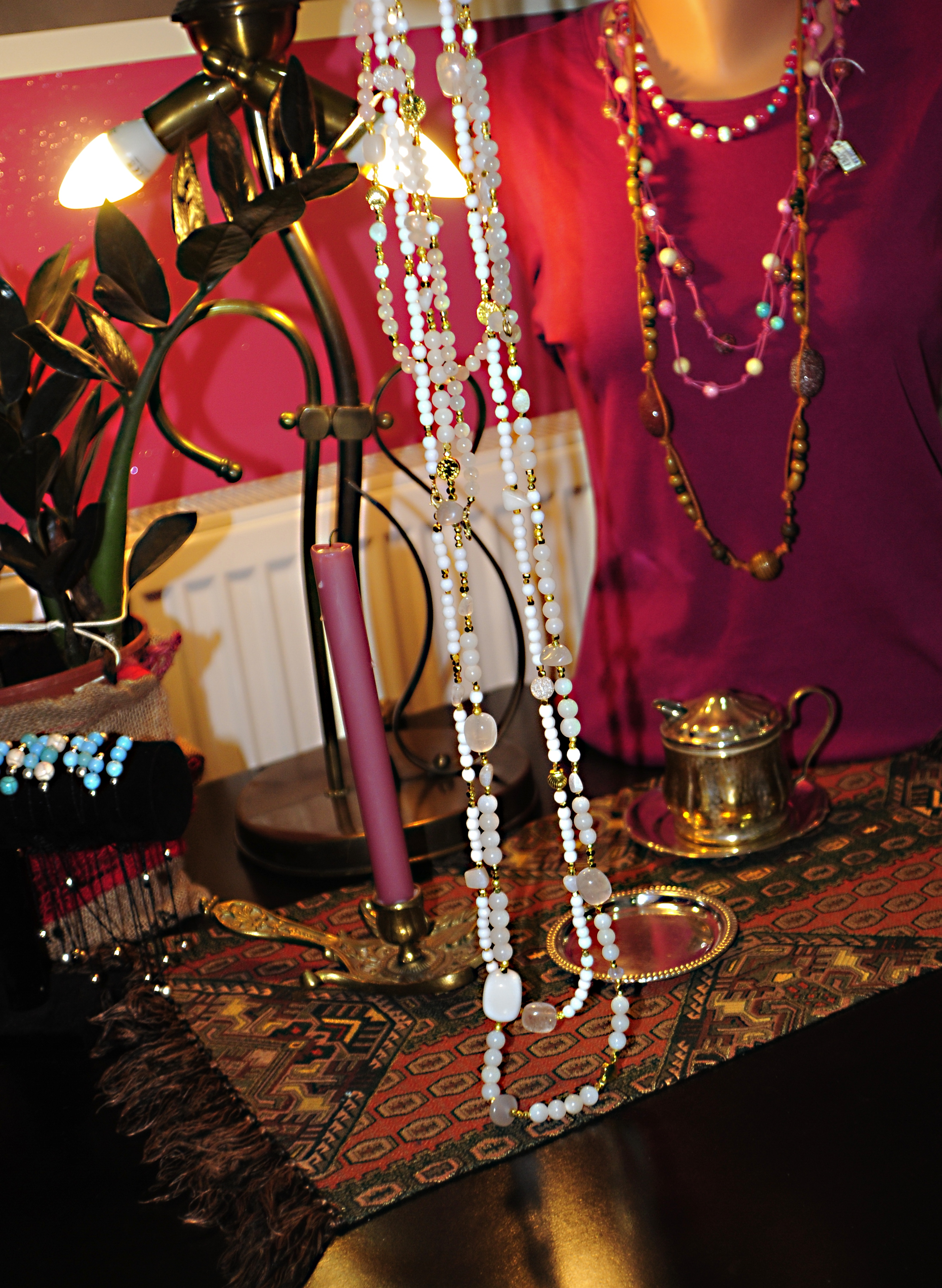 Naszyjnik z kryształem górskim różowym - nr kat. 372 