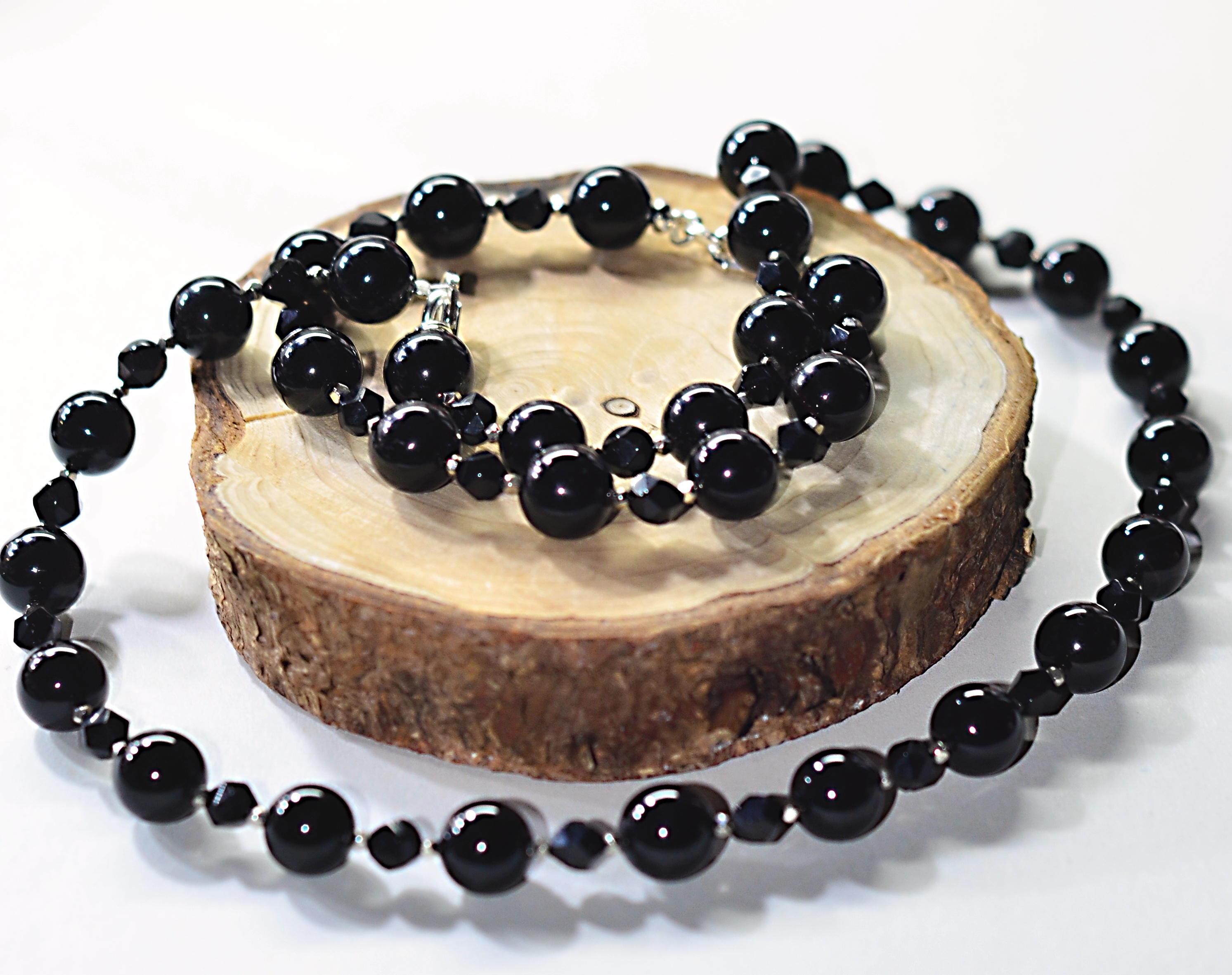 Naszyjnik i bransoletka z onyksem - nr kat. 353 i 353a