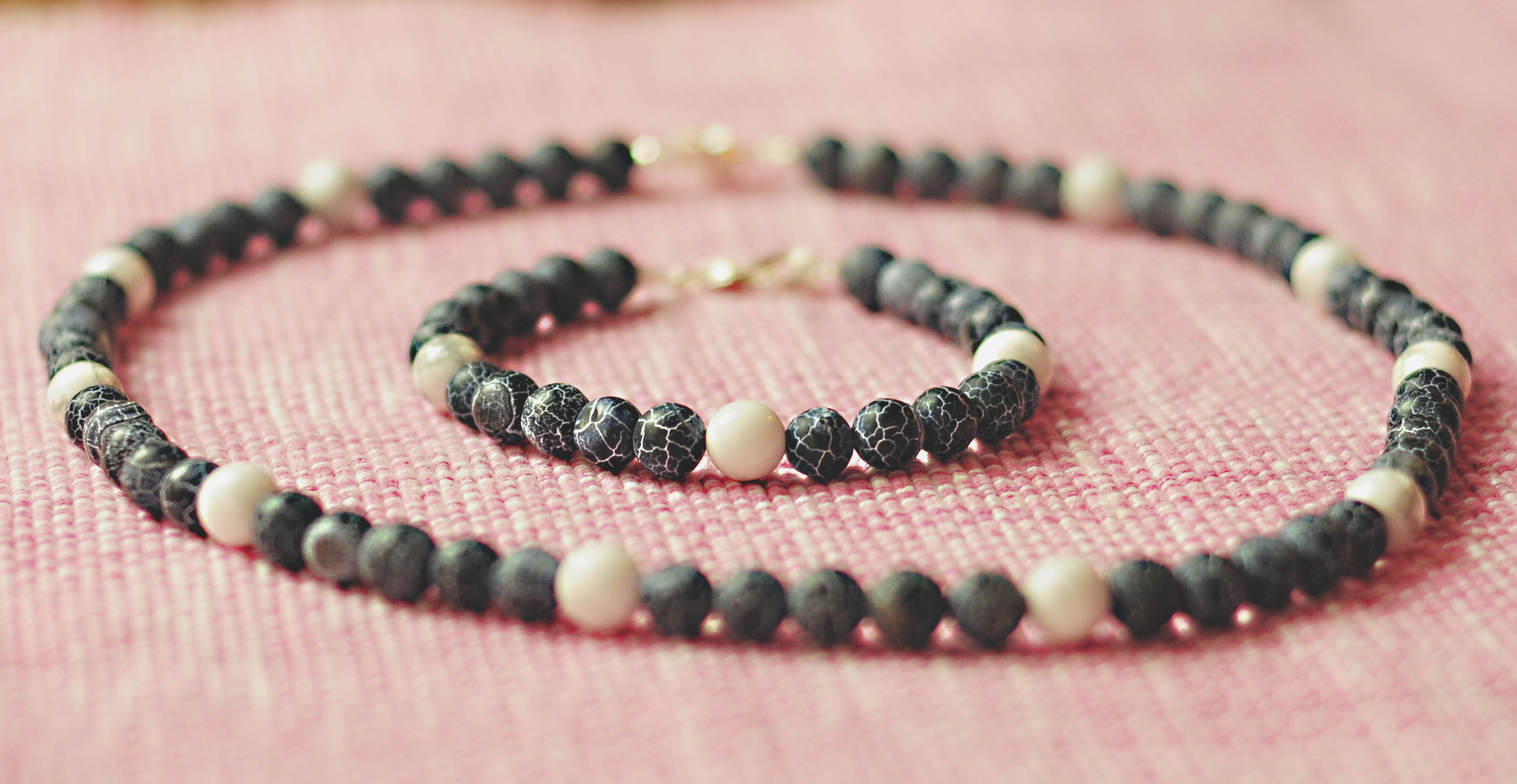 Naszyjnik i bransoletka z agatem - nr kat. 392 i 392a