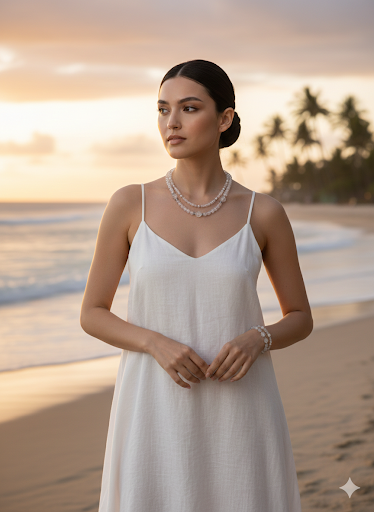 Naszyjnik i bransoletka z kryształem górskim, kolekcja ślubna - nr kat. 387 i 387a