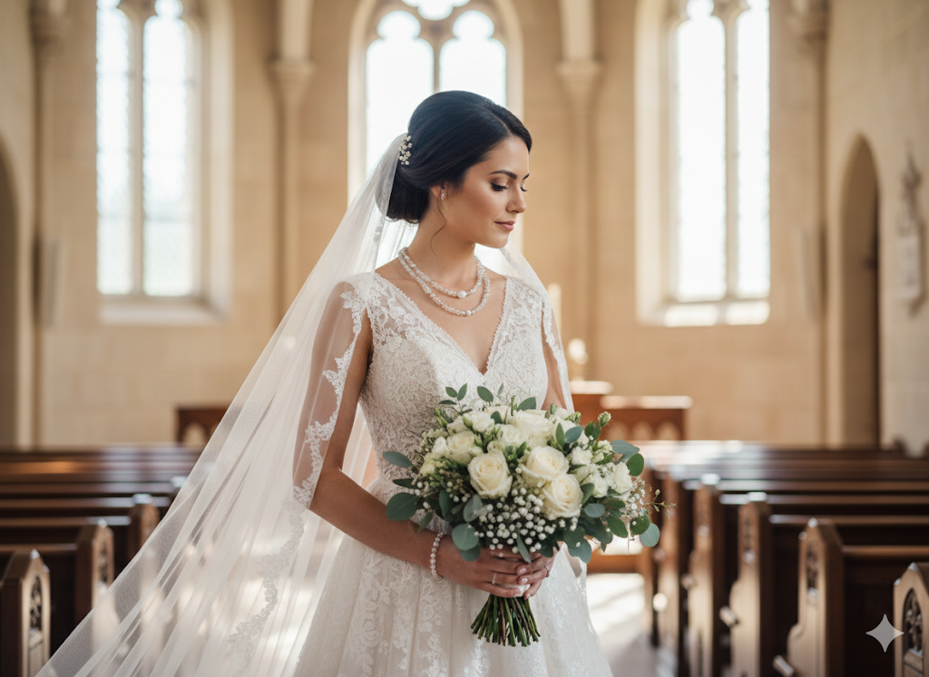 Naszyjnik i bransoletka z kryształem górskim spękanym, kolekcja ślubna - nr kat. 477 i 477a