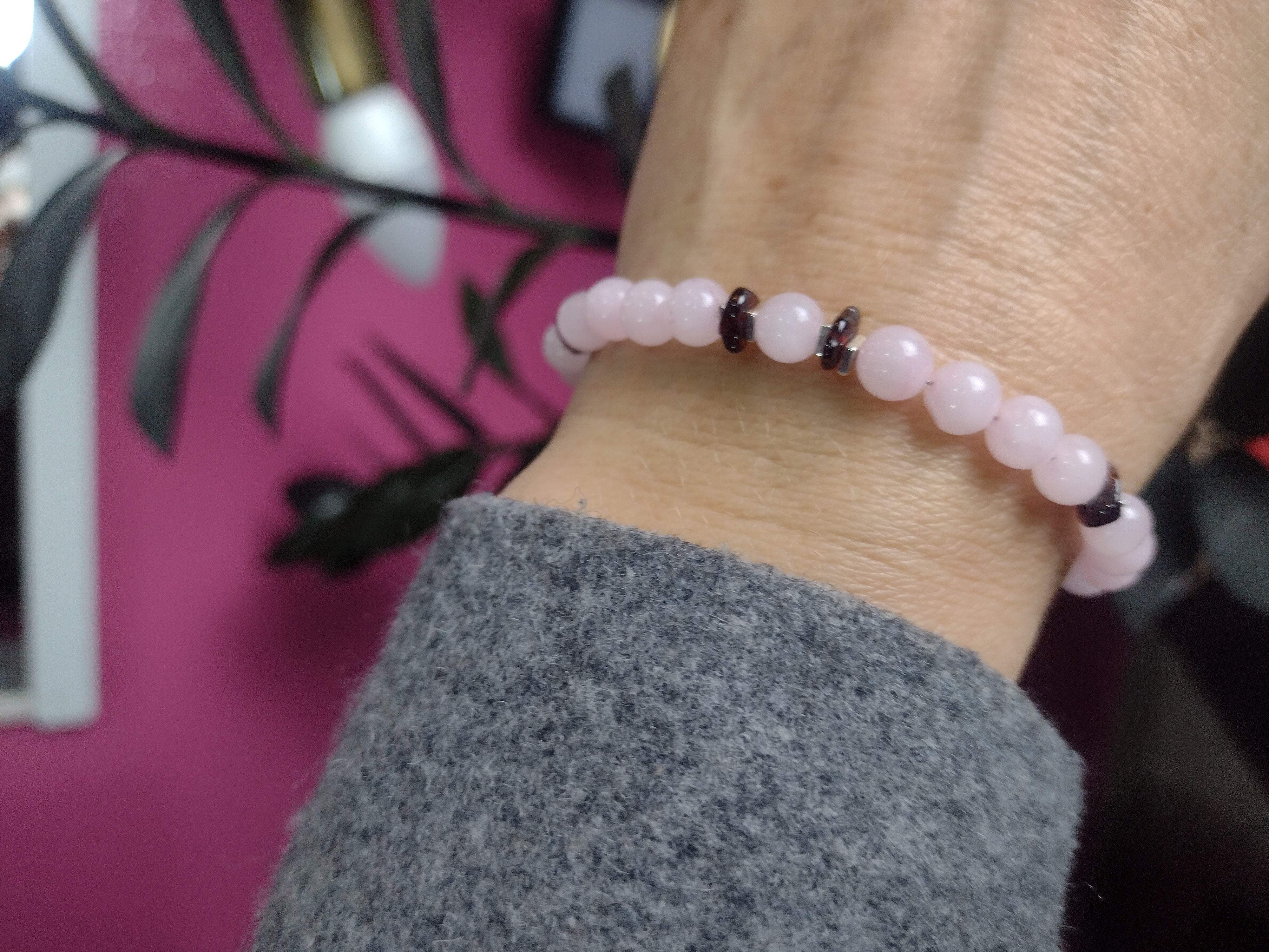 Bransoletka z kwarcem różowym - nr kat. 466a