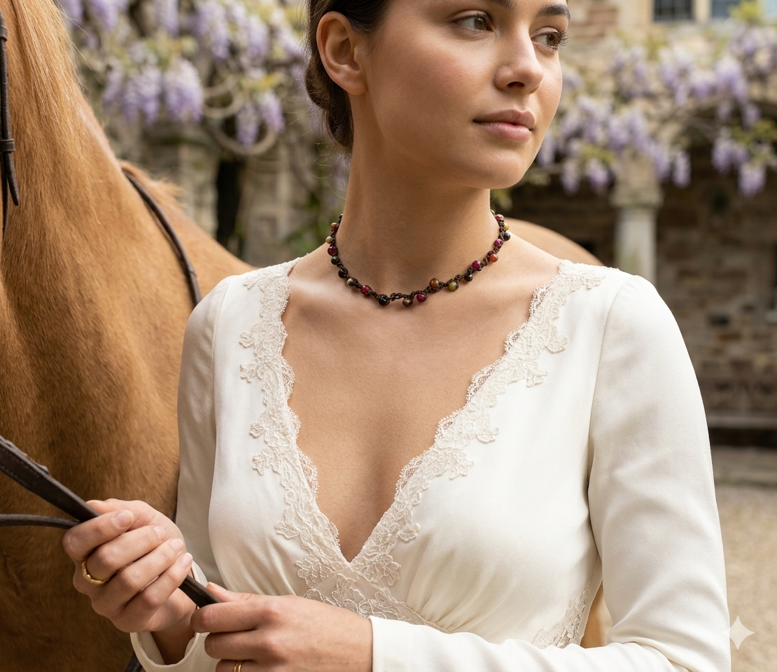 Naszyjnik makrama chocker, kolekcja ślubna - nr kat. MCh 1