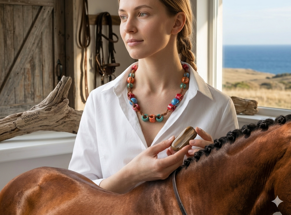 Biżuteria z koralikami ceramicznymi - naszyjnik - nr kat. C2