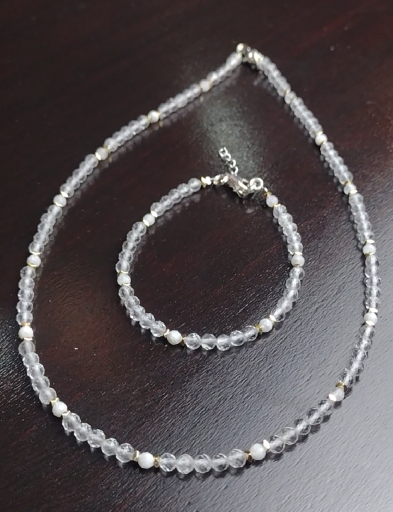 Naszyjnik i bransoletka z kryształem górskim - nr kat. 387 i 387a