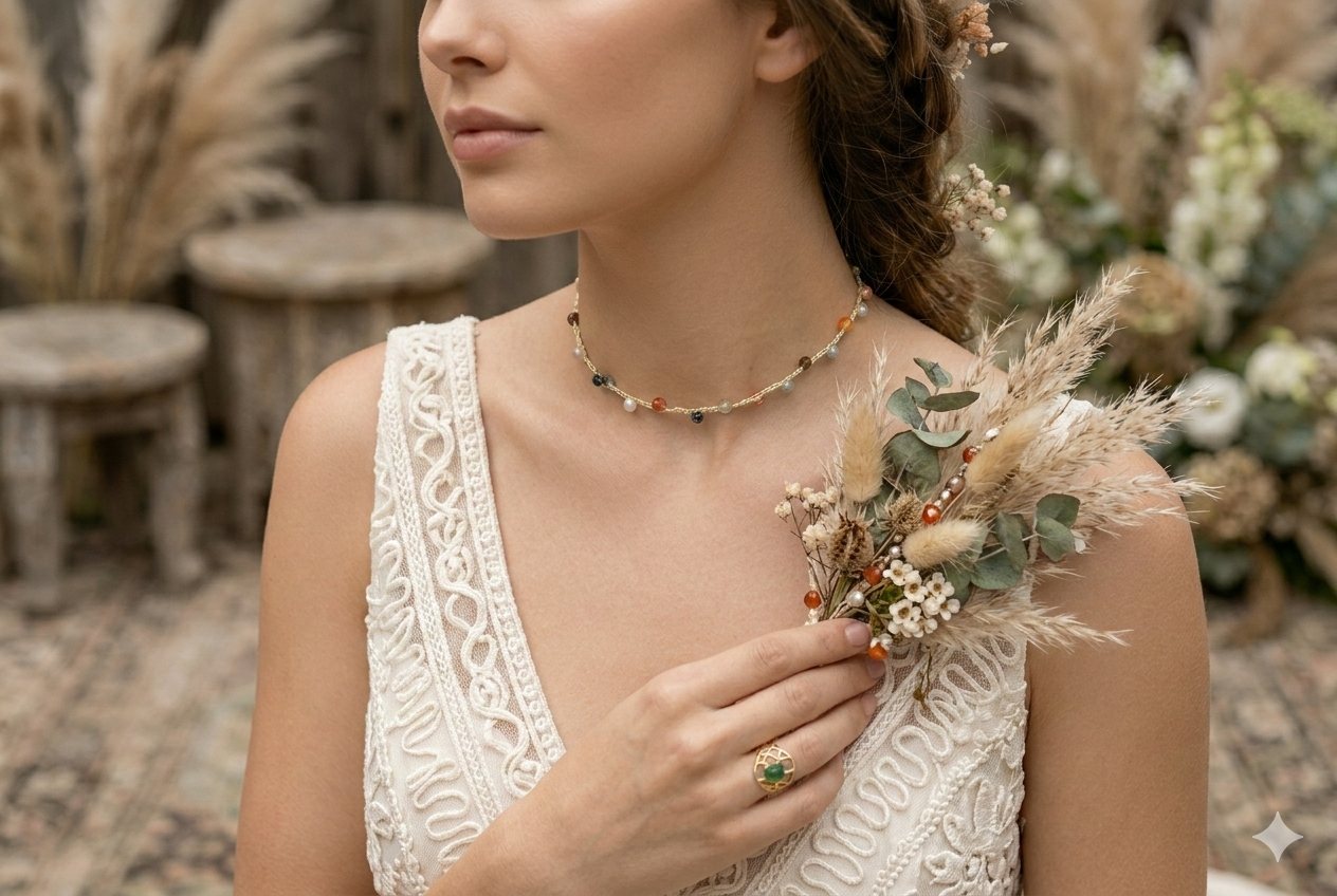 Naszyjnik makrama chocker, kolekcja ślubna - nr kat. MCh