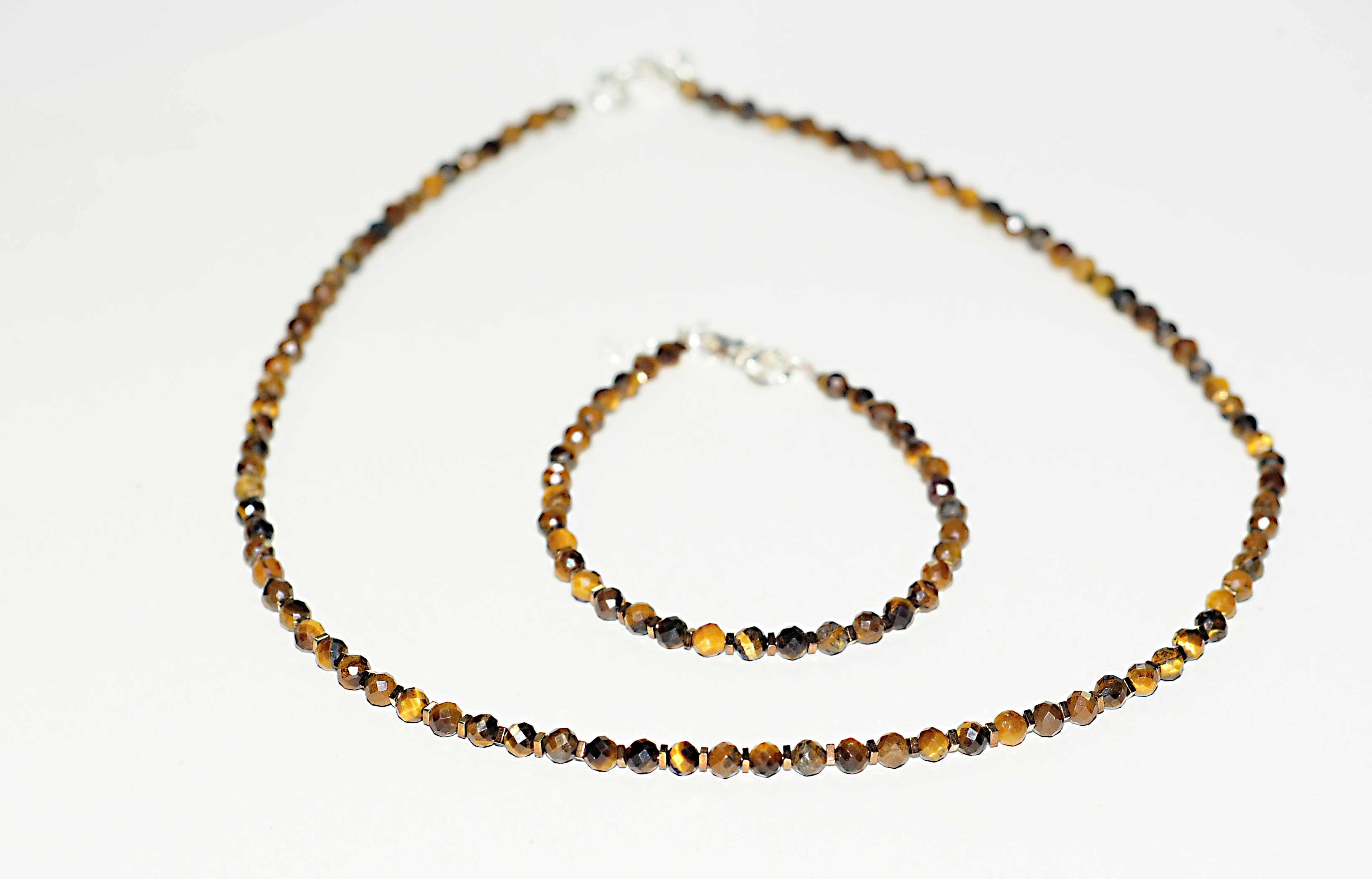 Naszyjnik i bransoletka z tygrysim okiem - nr kat. 414 i 414a