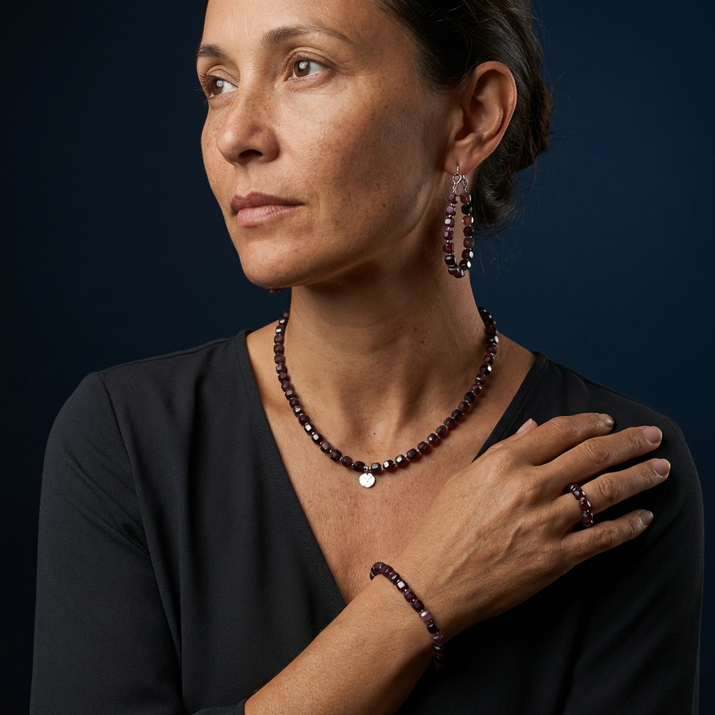 Naszyjnik i bransoletka z granatem - nr kat. 457 i 457a