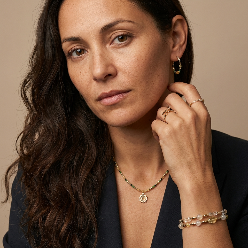 Naszyjnik i bransoletka z awenturynem, cytrynem i turmalinem - nr kat. 475 i 475a