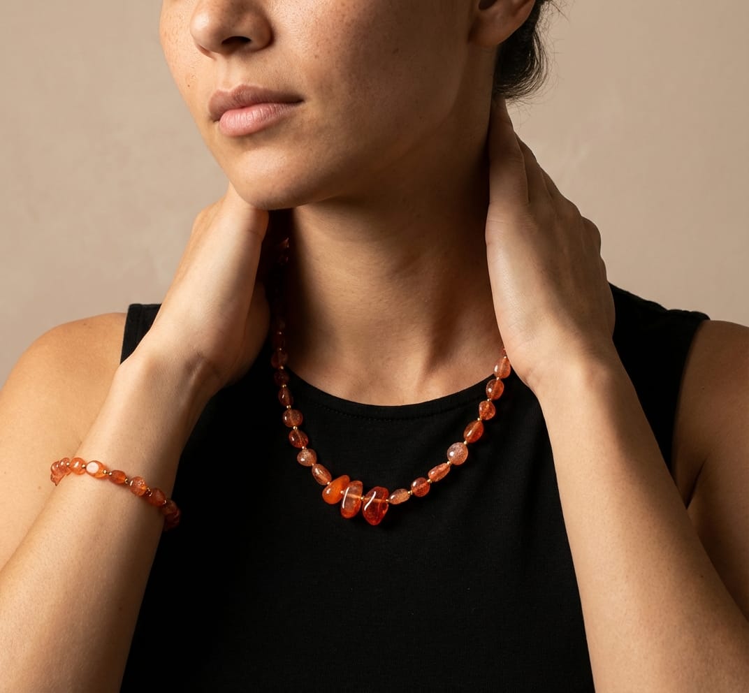 Naszyjnik z kwarcem truskawkowym - nr kat. 470