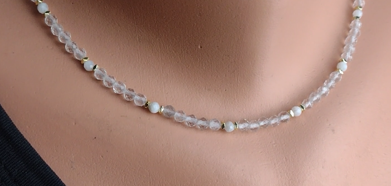 Naszyjnik i bransoletka z kryształem górskim - nr kat. 387 i 387a