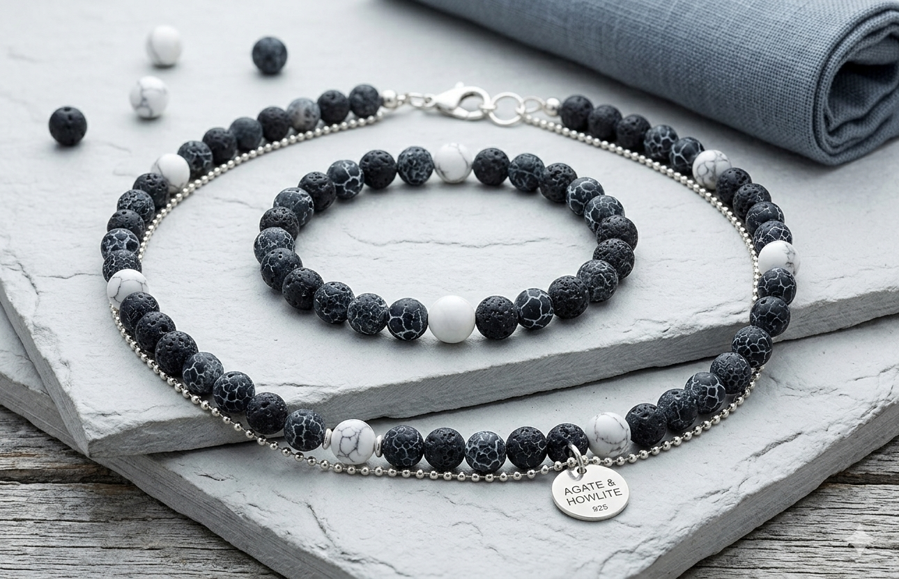 Naszyjnik i bransoletka z agatem - nr kat. 392 i 392a