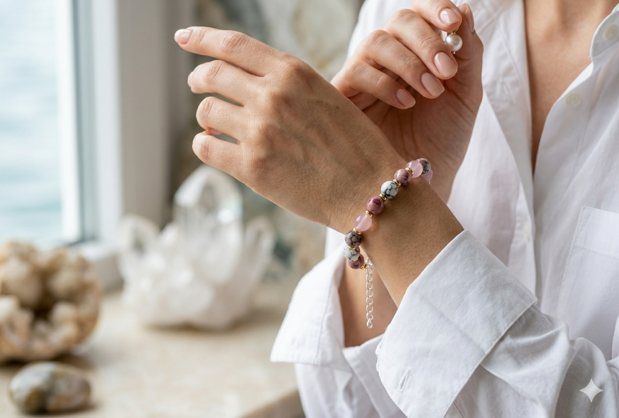 Bransoletka z kwarcem różowym - nr kat. 482a