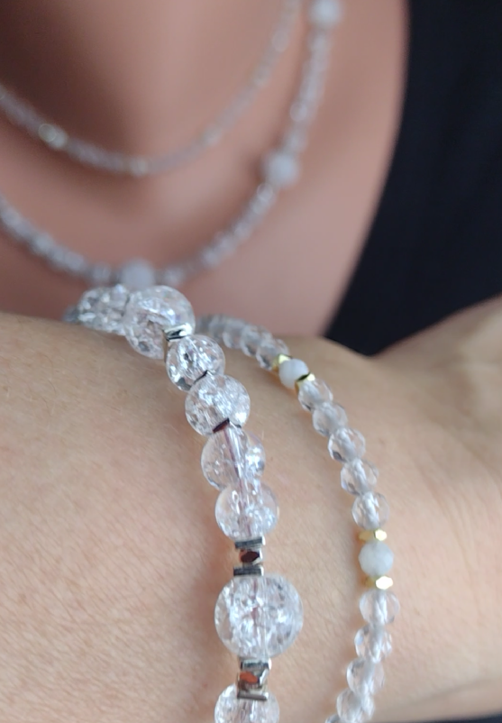 Naszyjnik i bransoletka z kryształem górskim spękanym - nr kat. 477 i 477a
